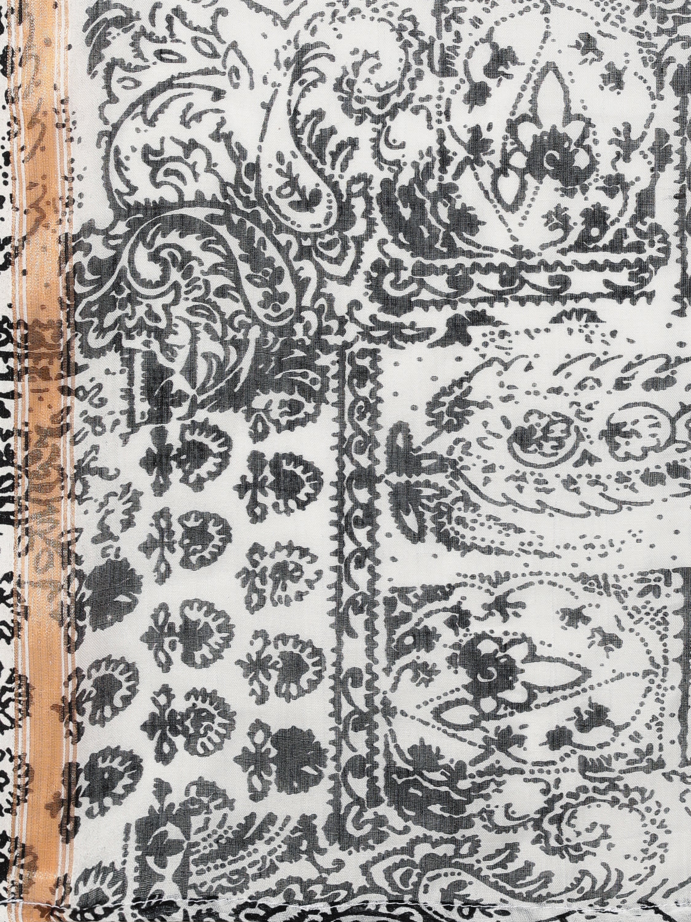 BLACK & WHITE VISCOSE MUL DIGITAL PRINTED SAREE