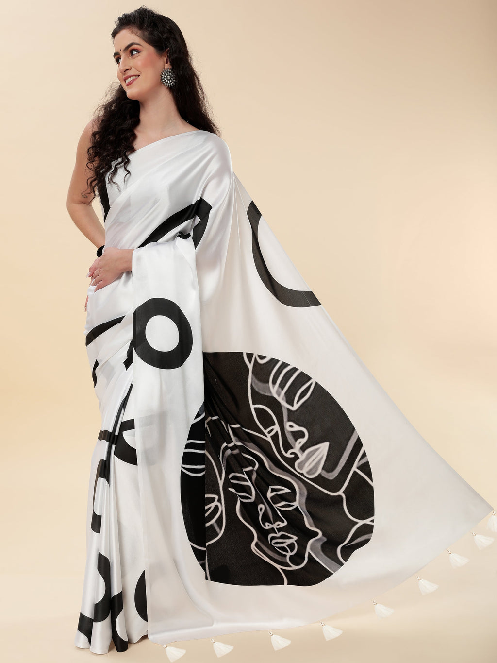 BLACK & WHITE MONOCHROME CONTEMPORARY LIVA SAREE