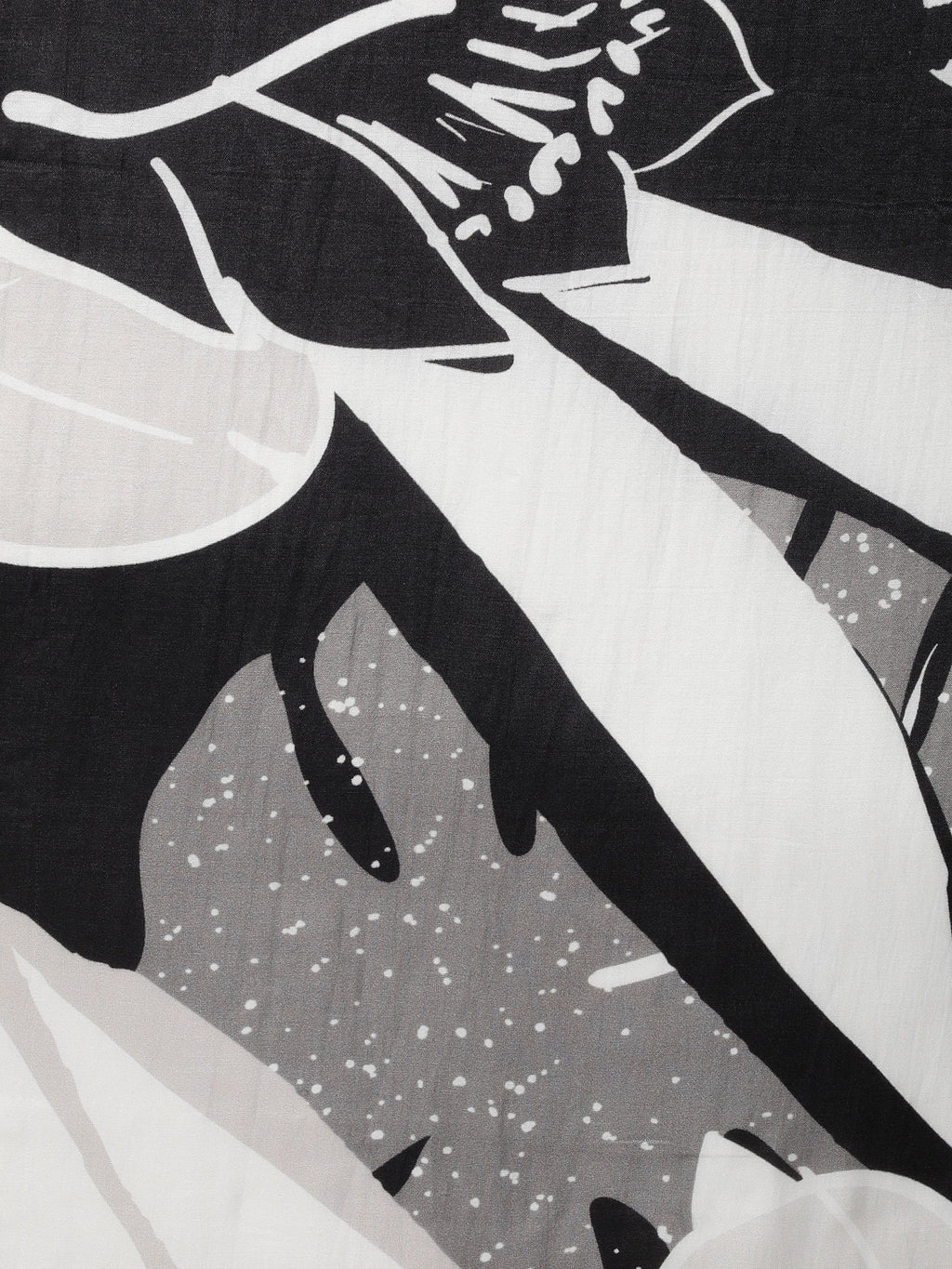 BLACK & WHITE MONOCHROME FLORA FAUNA PRINT SAREE