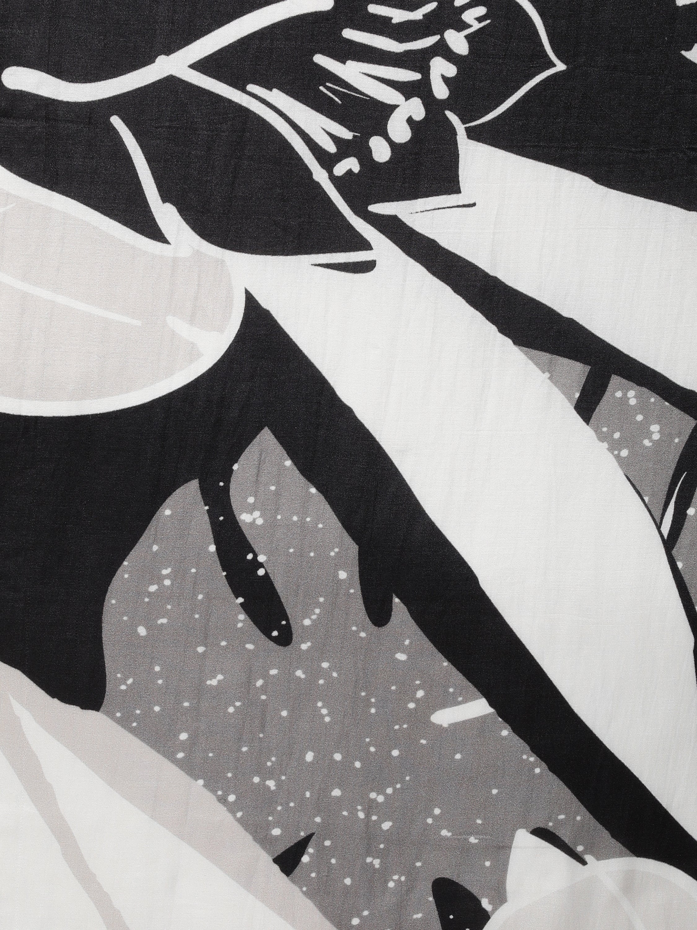 BLACK & WHITE MONOCHROME FLORA FAUNA PRINT SAREE