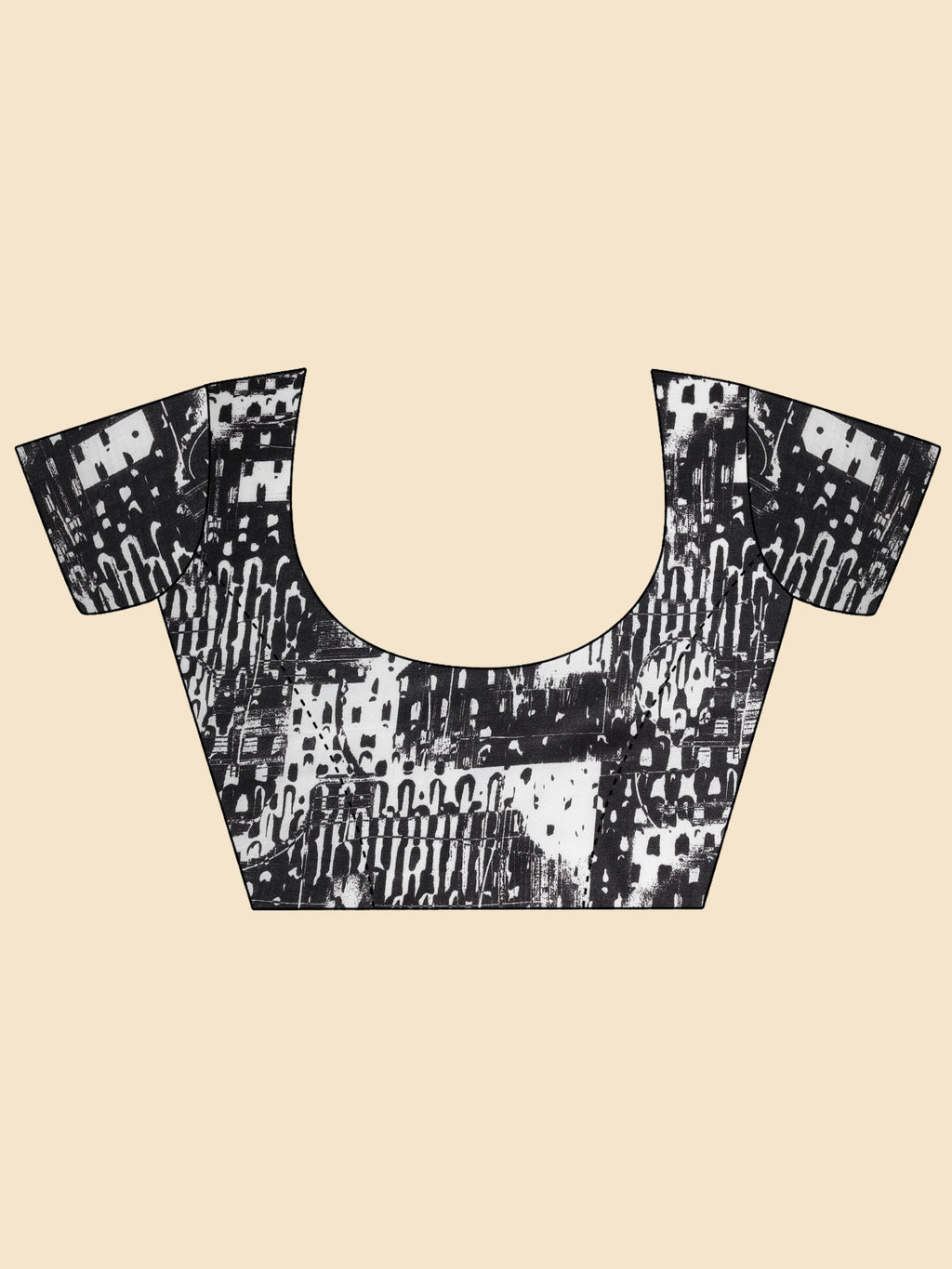 BLACK & WHITE MONOCHROME ABSTRACT PRINT SAREE