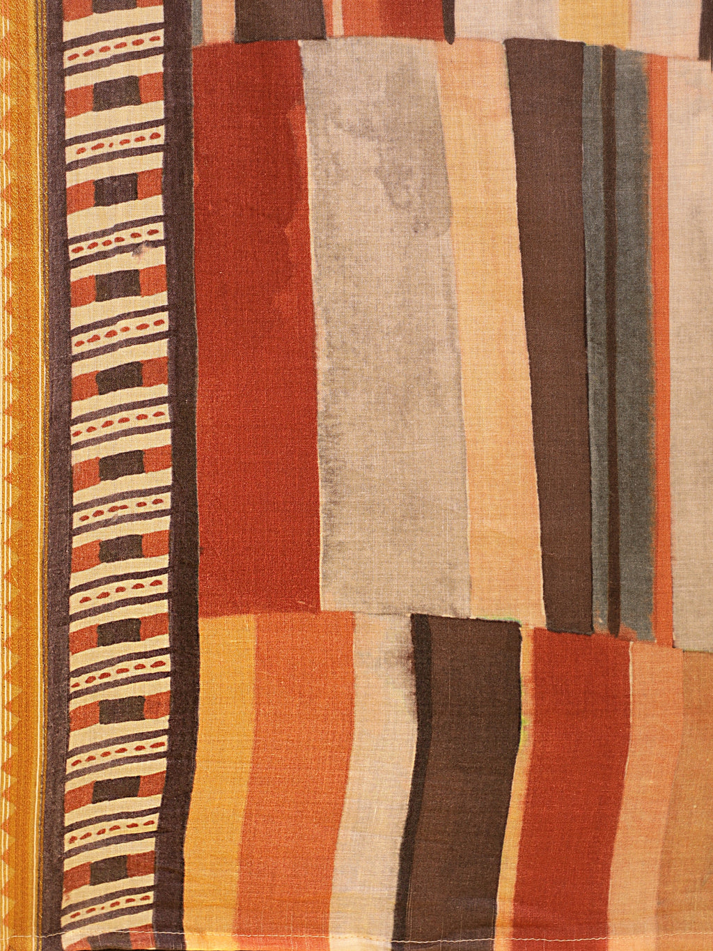 BROWN & YELLOW VISCOSE MUL LIVA DIGITAL PRINTED SAREE