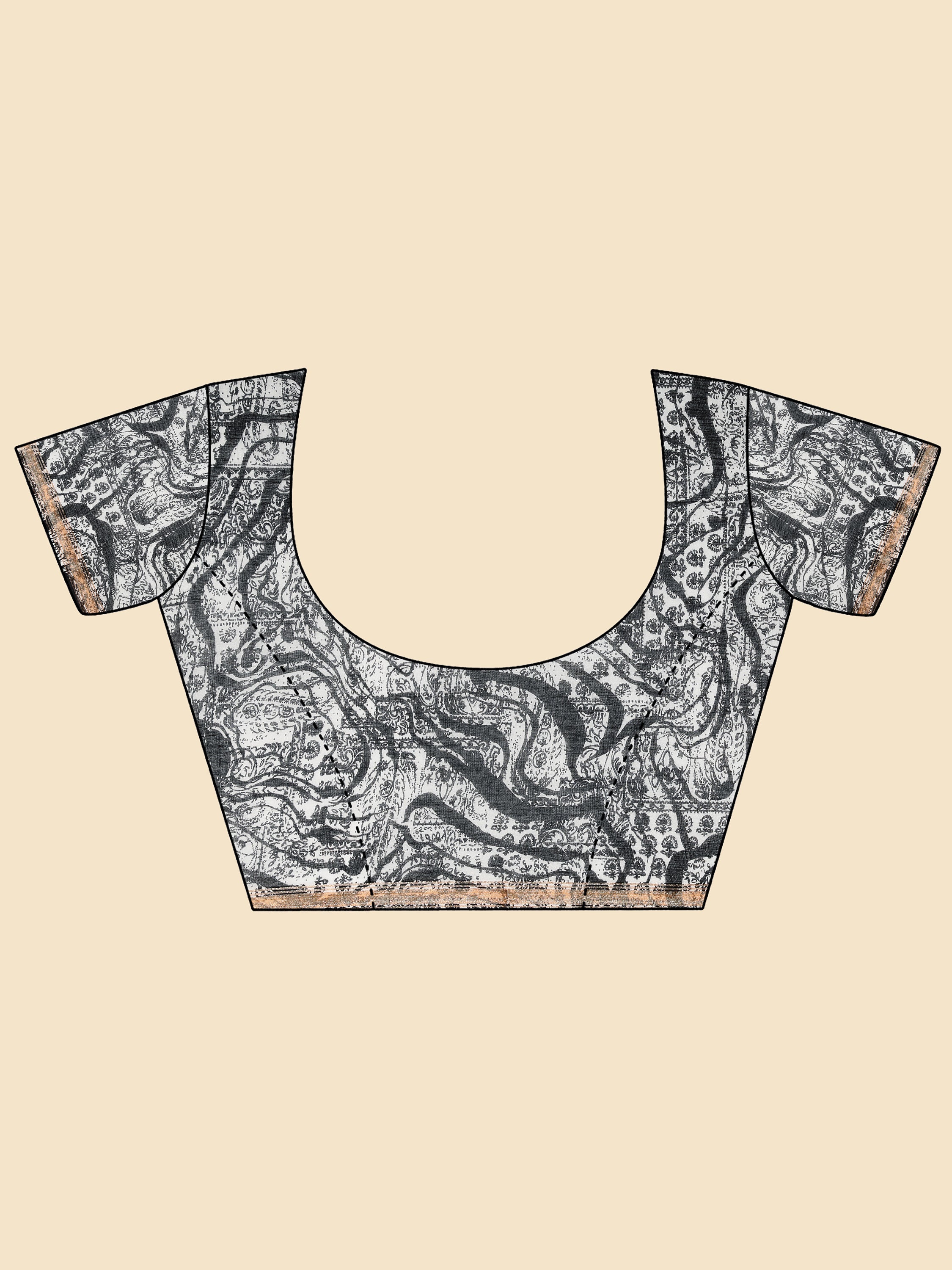 BLACK & WHITE VISCOSE MUL DIGITAL PRINTED SAREE