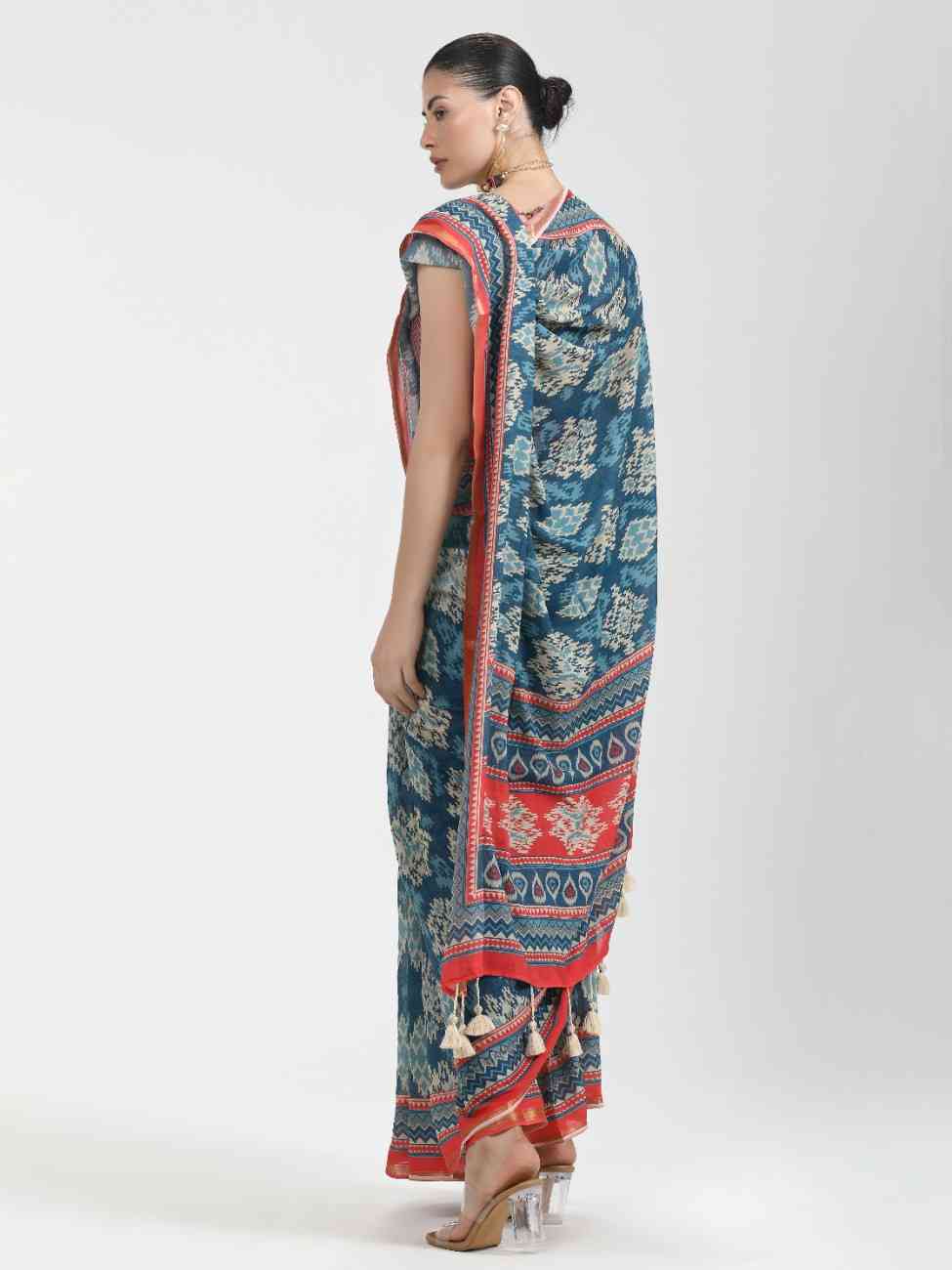 DARK BLUE VISCOSE MUL LIVA DIGITAL PRINTED SAREE