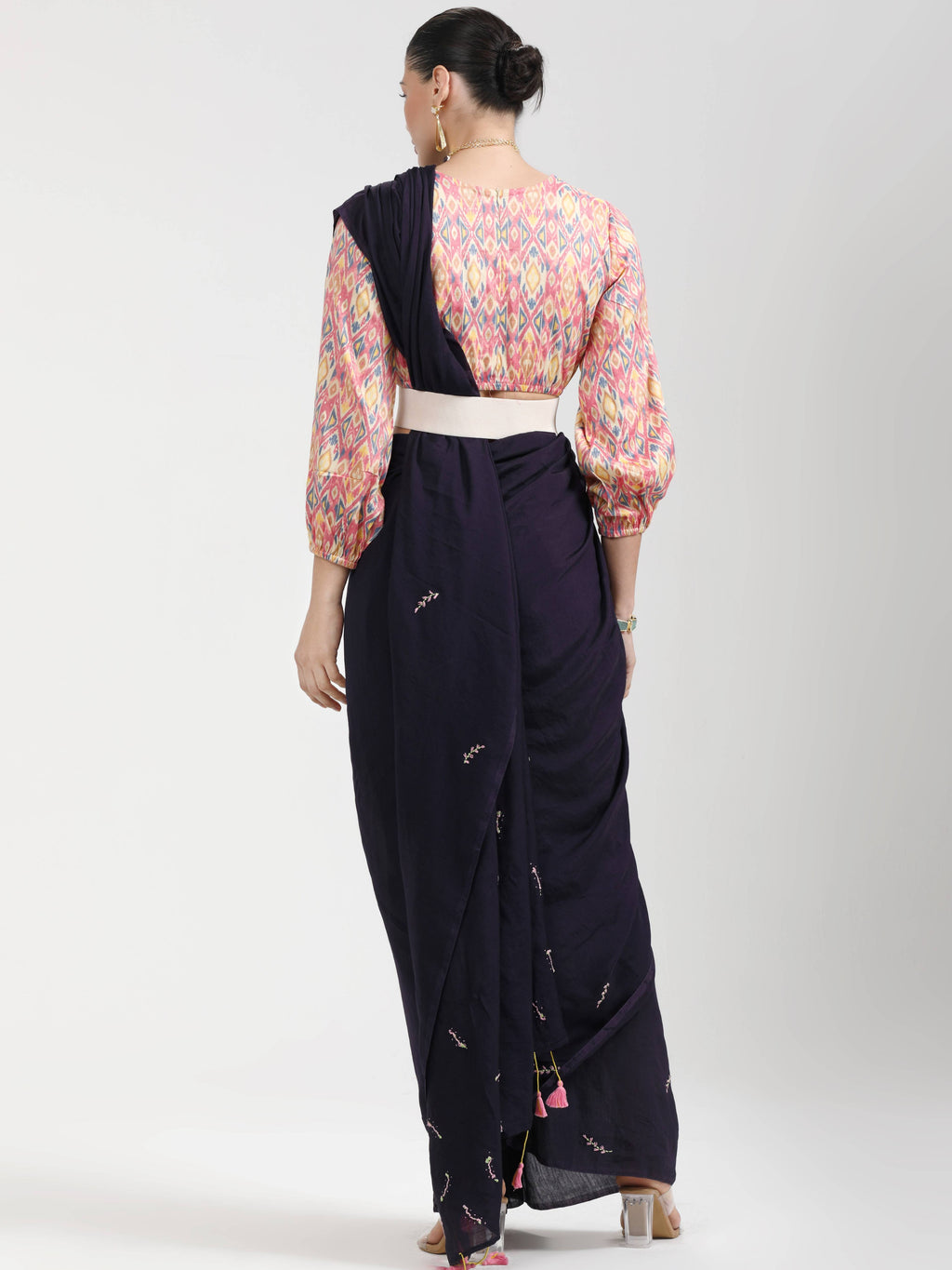 BLACK VISCOSE MUL LIVA THREAD WORK SAREES