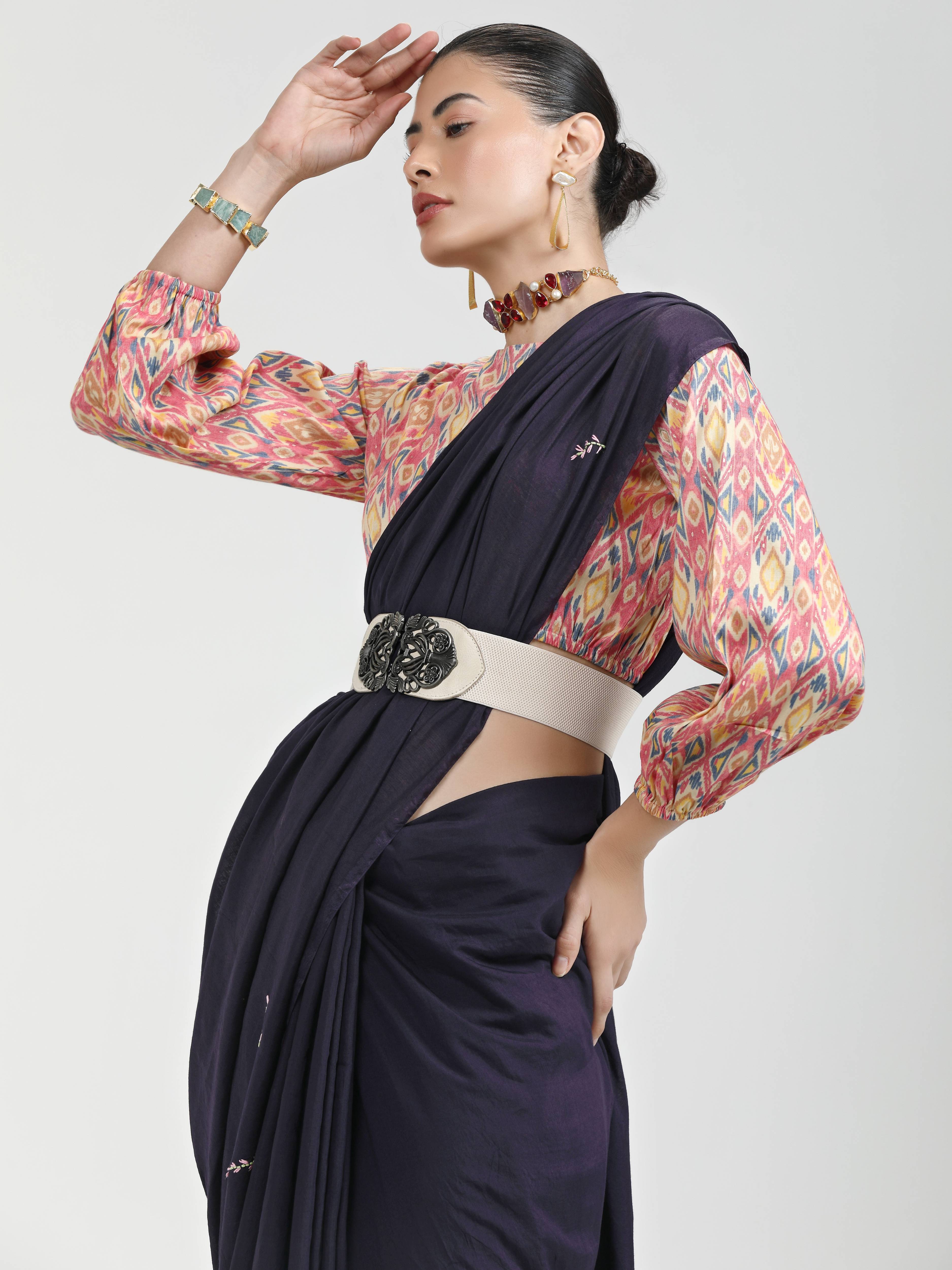 BLACK VISCOSE MUL LIVA THREAD WORK SAREES