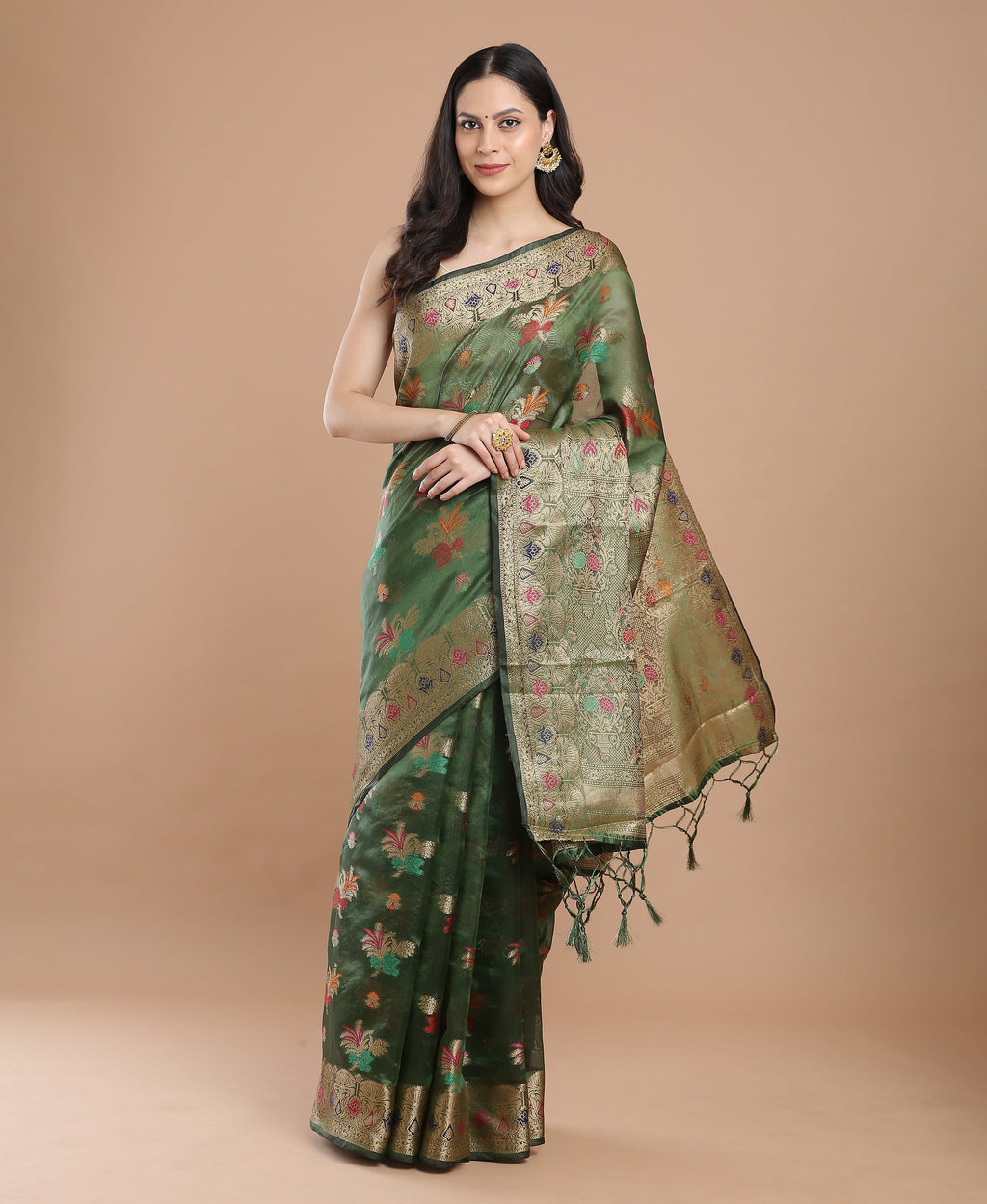 GREEN SILK VICTORIA SAREE