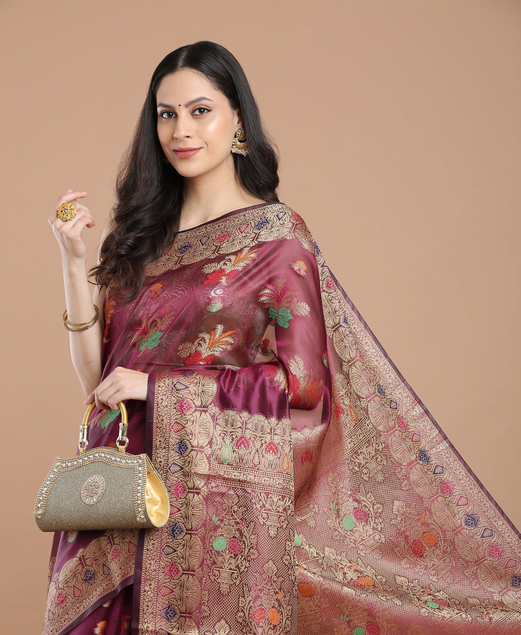 WINE SILK VICTORIA SAREE