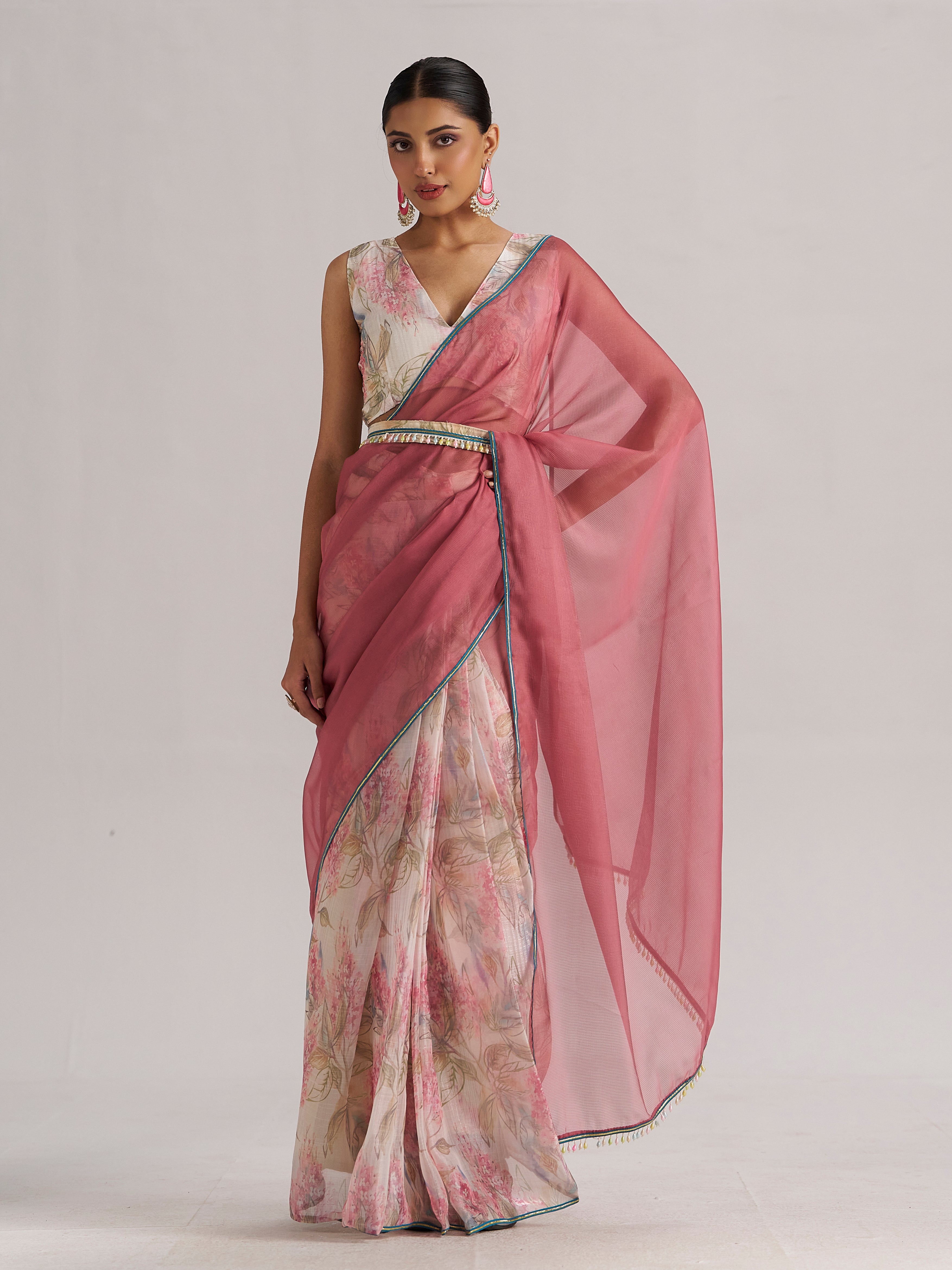 PINK SAPPHIRE SOFT ORGANZA READY TO WEAR SAREE