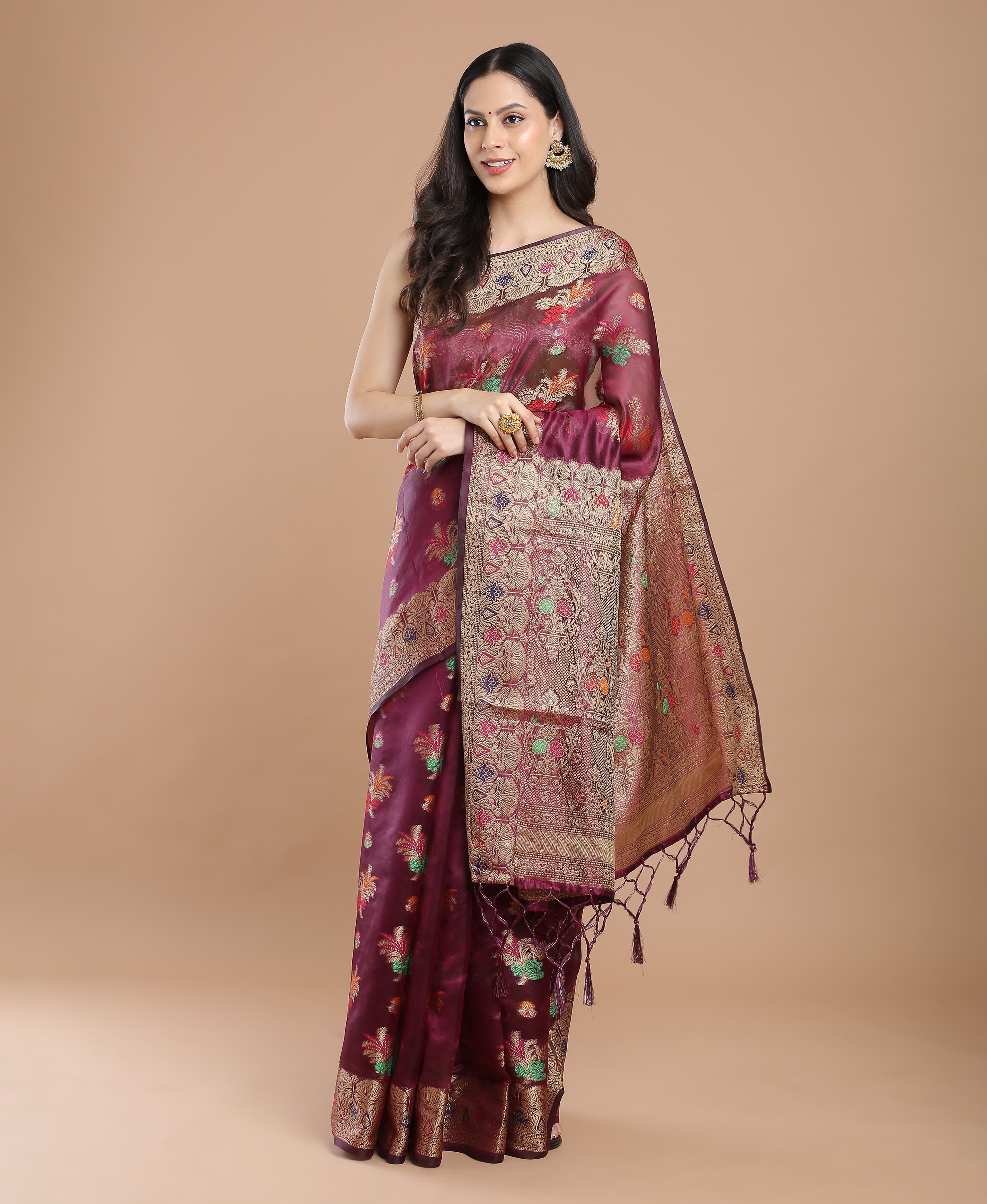 WINE SILK VICTORIA SAREE