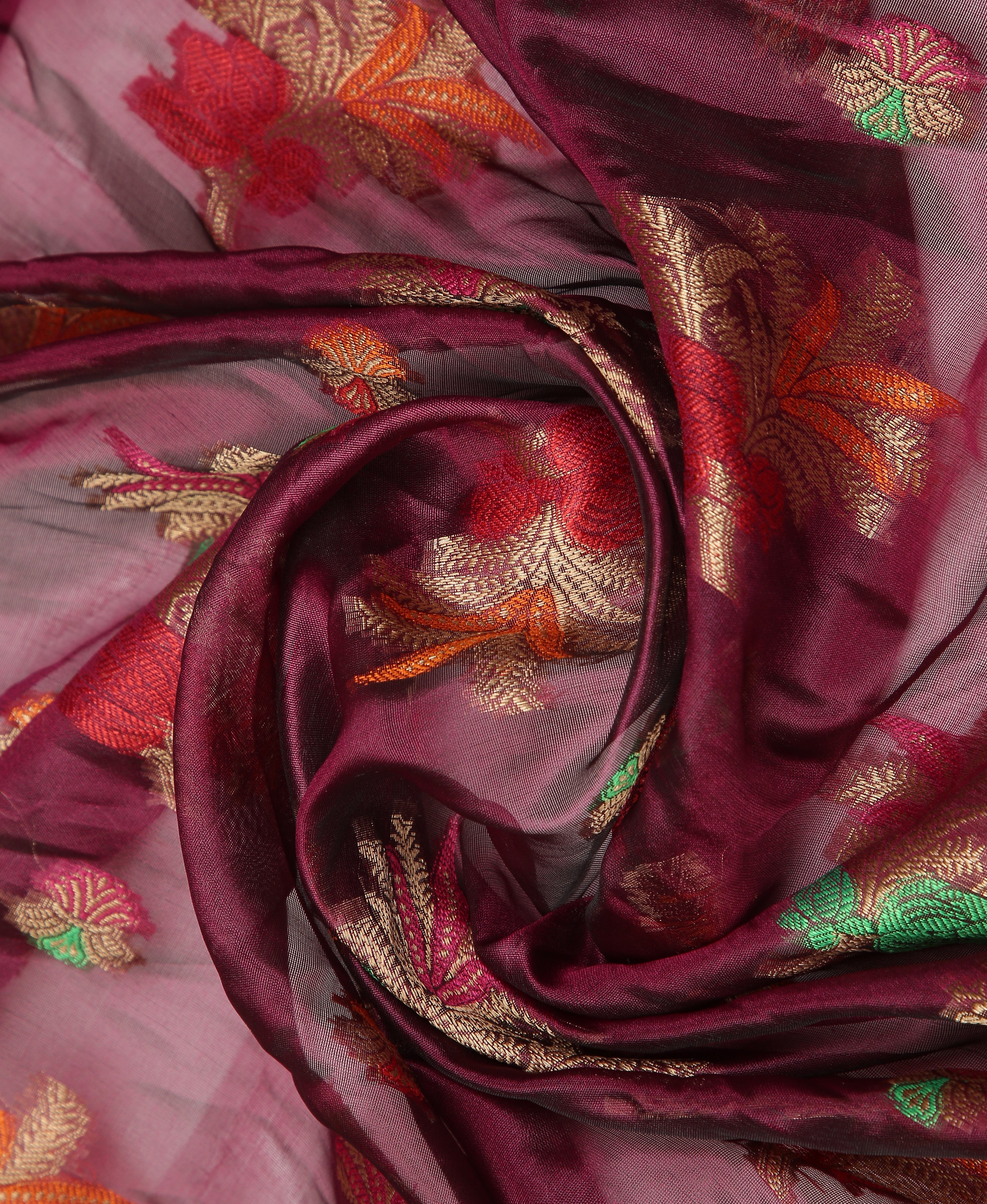 WINE SILK VICTORIA SAREE