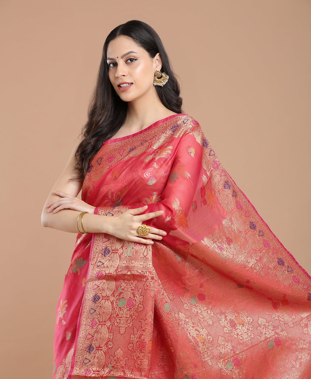 RED SILK VICTORIA SAREE