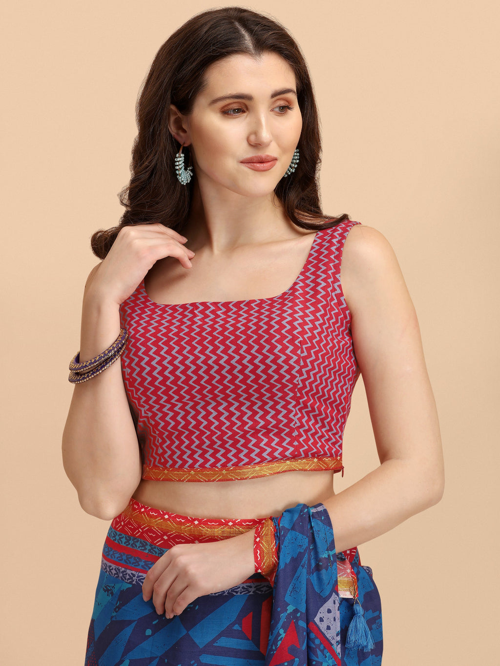 COBALT BLUE VISCOSE MUL LIVA DIGITAL PRINTED SAREE