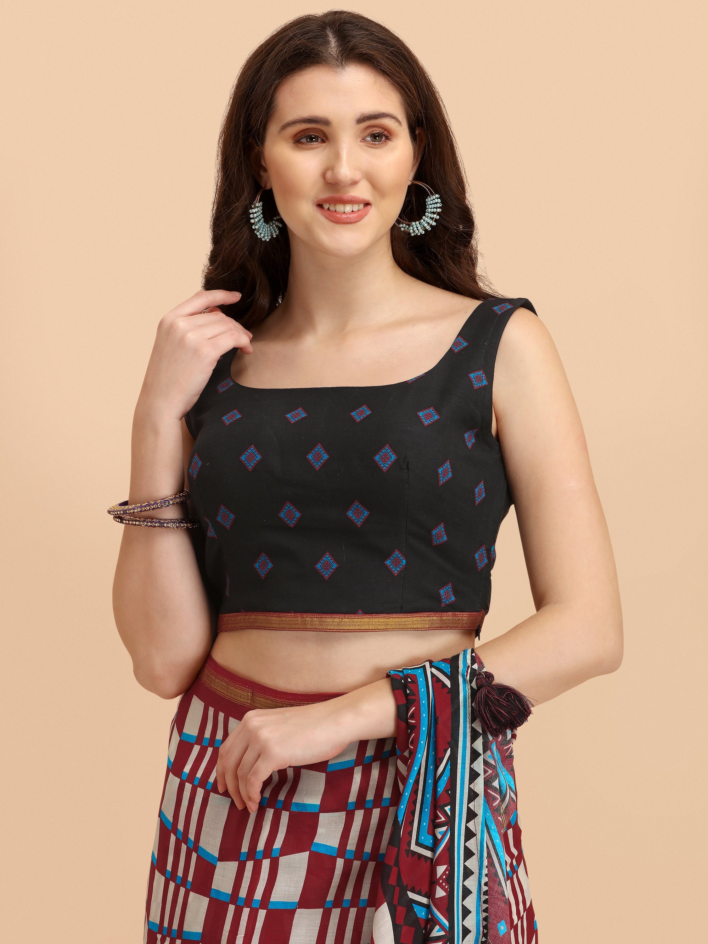 BURNT ORANGE VISCOSE MUL LIVA DIGITAL PRINTED SAREE