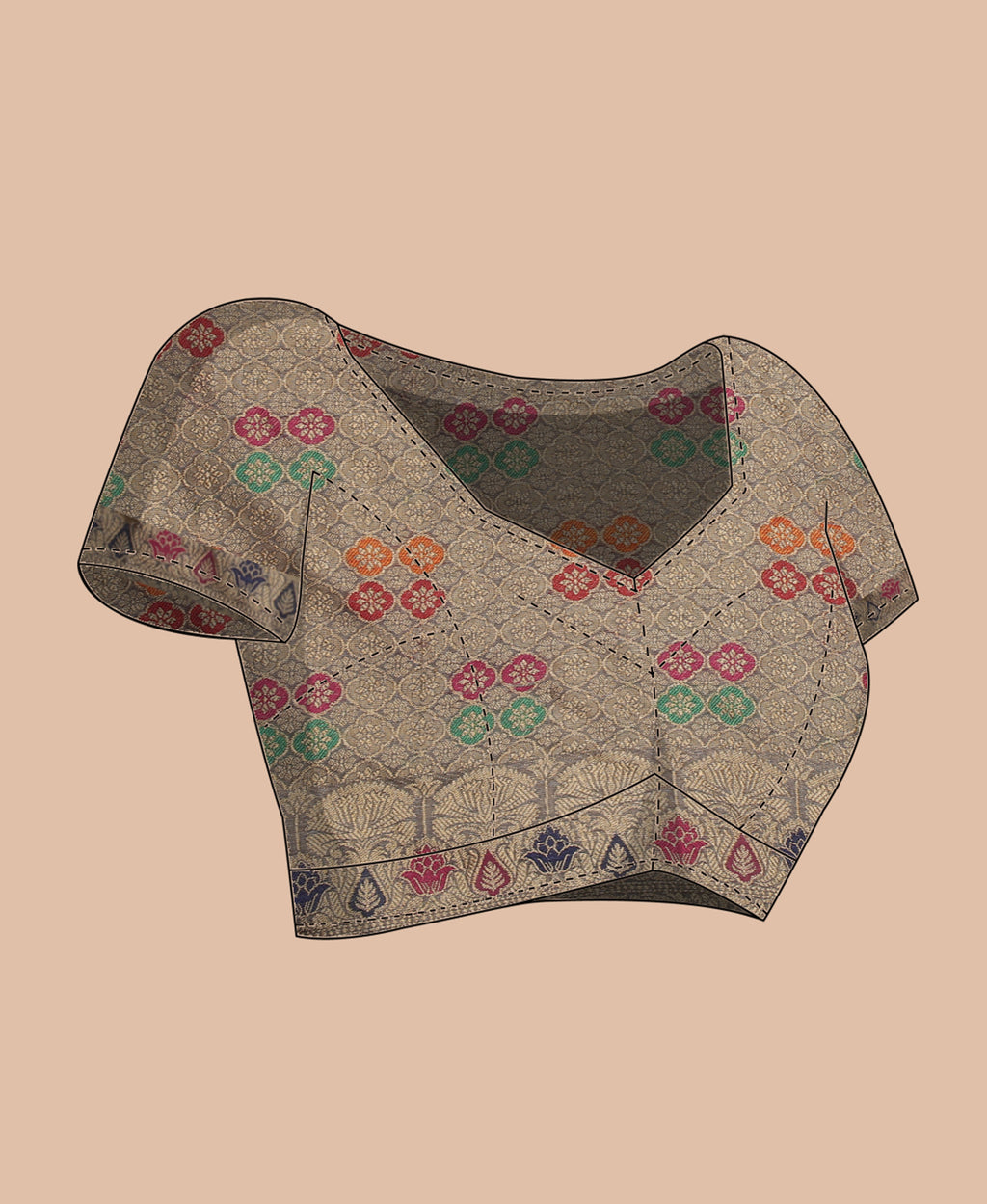 GRAY SILK VICTORIA SAREE