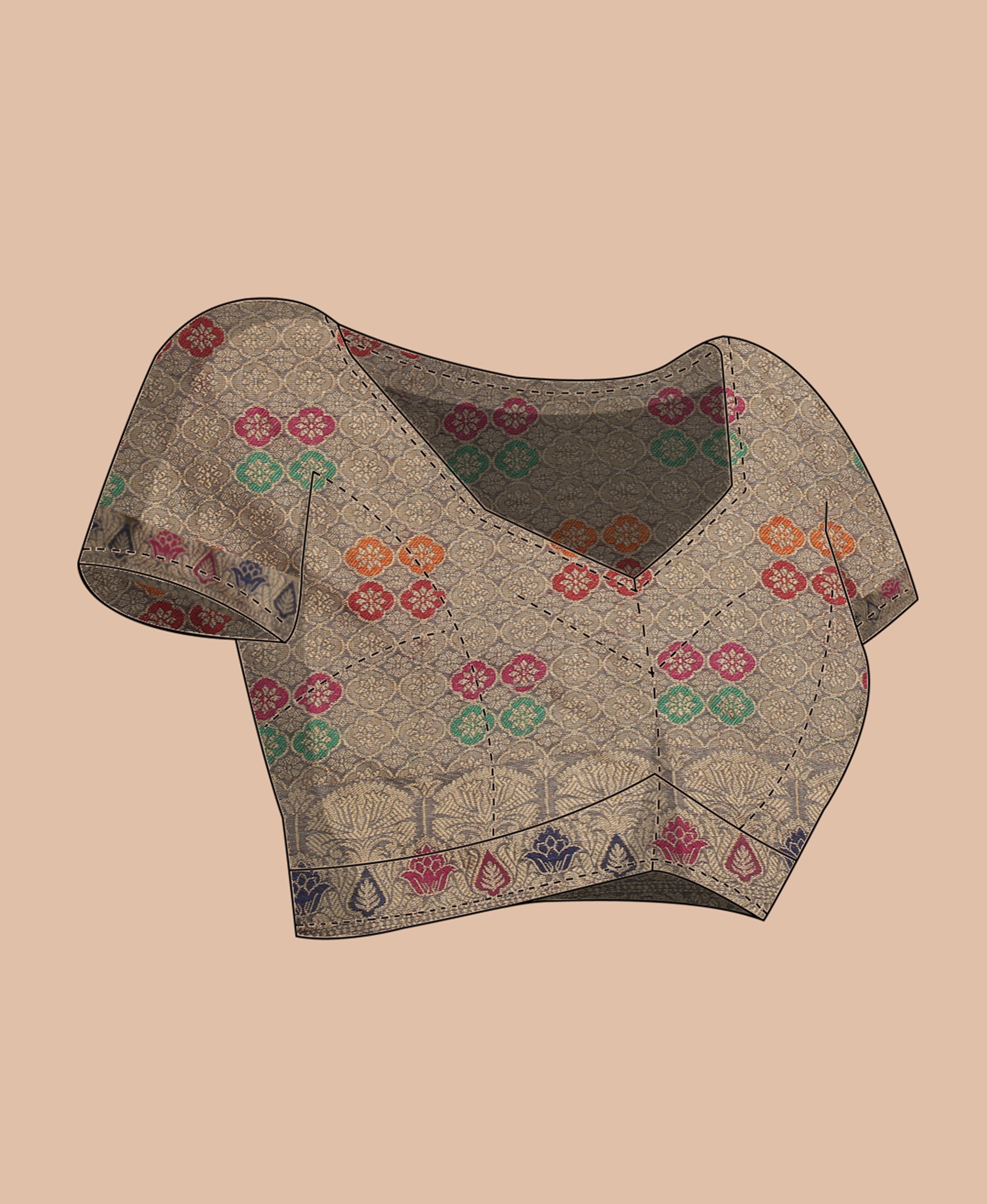 GRAY SILK VICTORIA SAREE