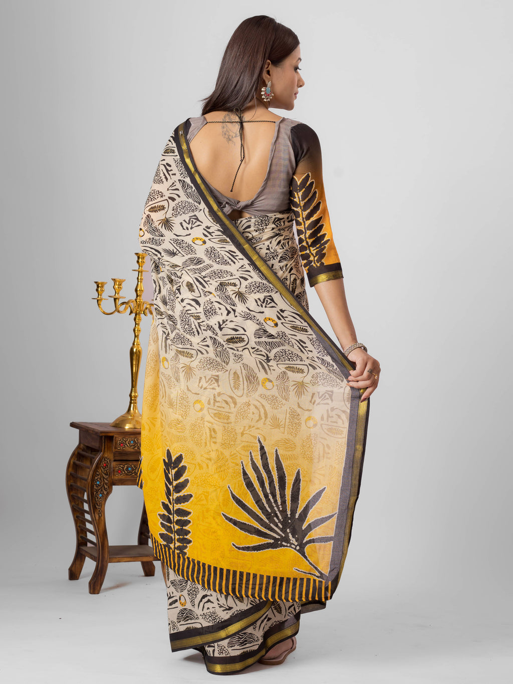 BUTTER CREAM VISCOSE MUL LIVA DIGITAL PRINTED SAREE