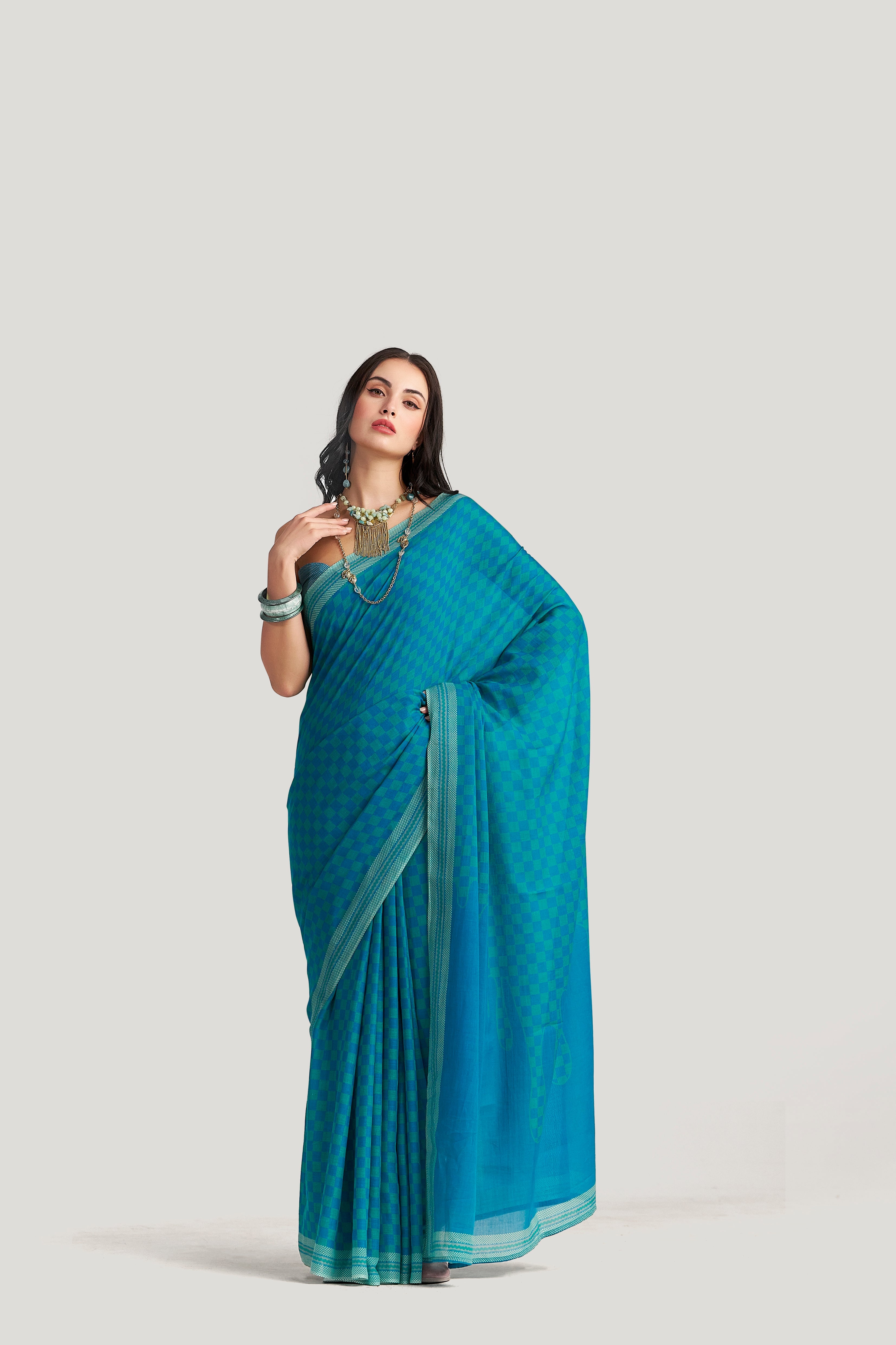 CAPRI BLUE VISCOSE MUL LIVA DIGITAL PRINTED SAREE