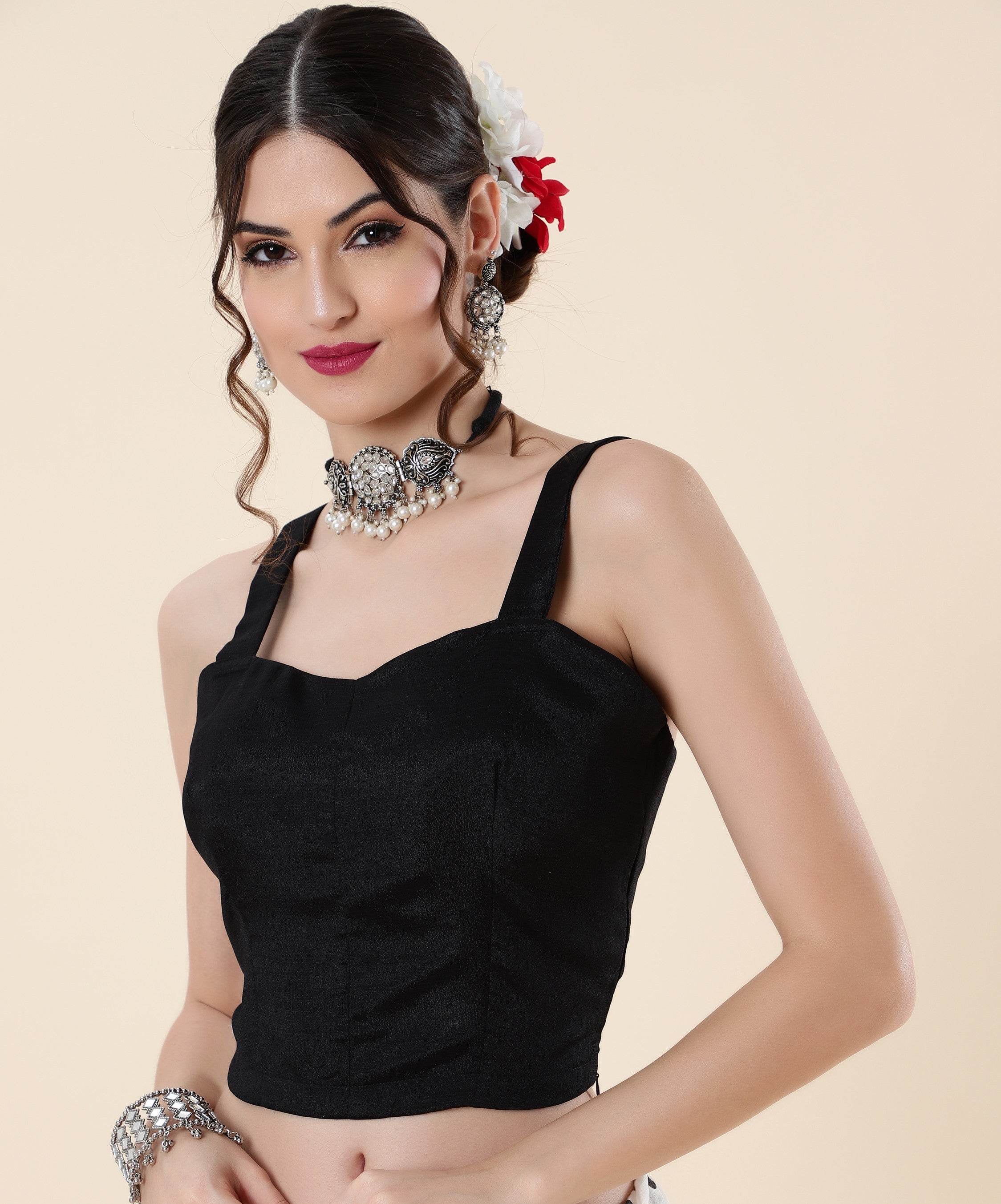 OFF-WHITE VISCOSE MUL LIVA POLKA DOTS SAREE