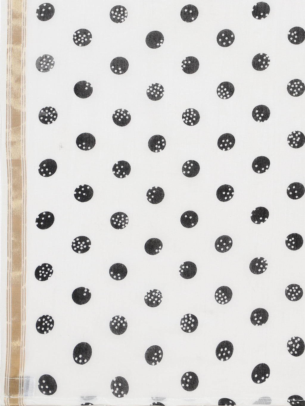 WHITE VISCOSE MUL LIVA POLKA DOTS SAREE