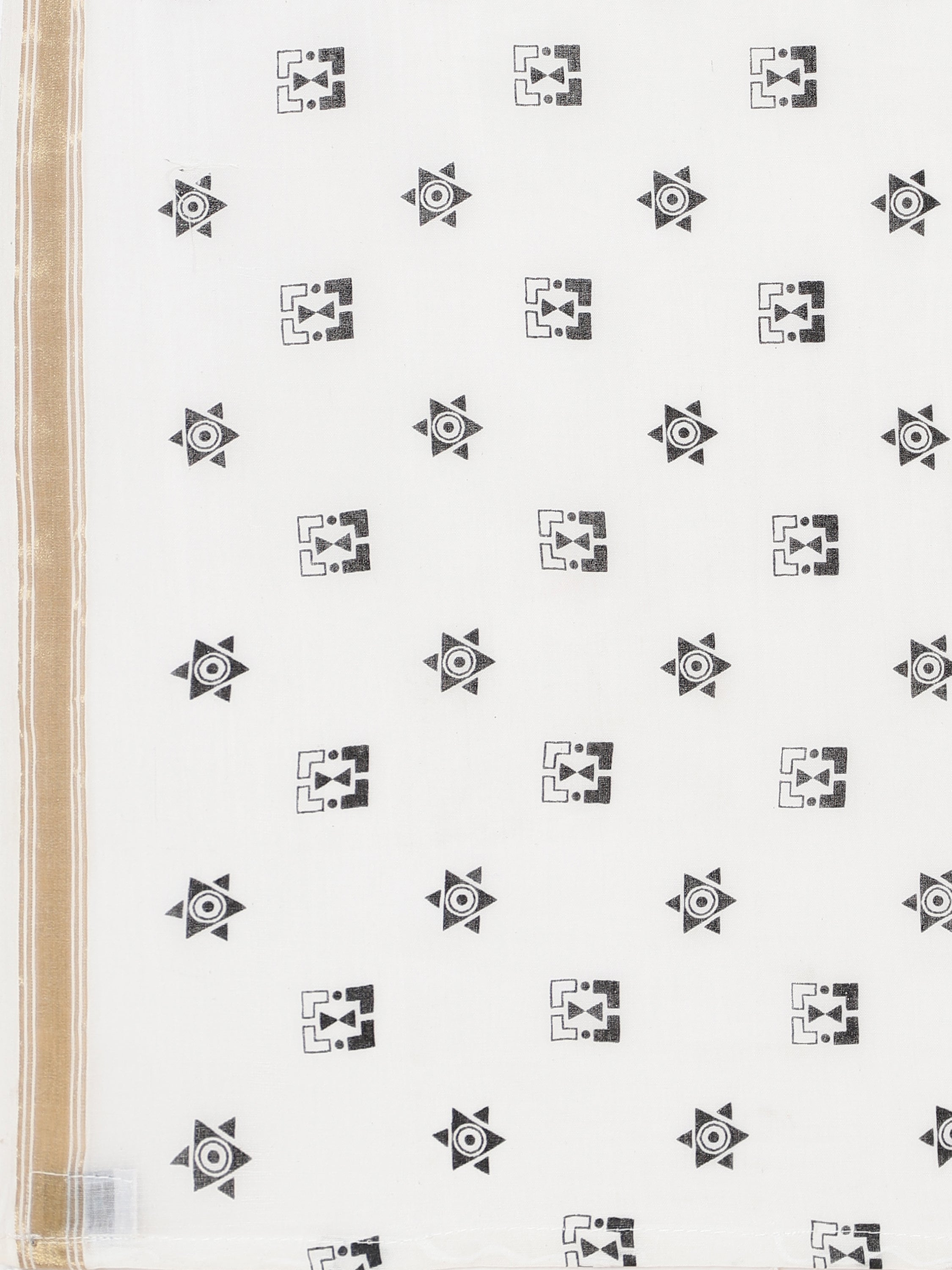 OFF-WHITE VISCOSE MUL LIVA POLKA DOTS SAREE