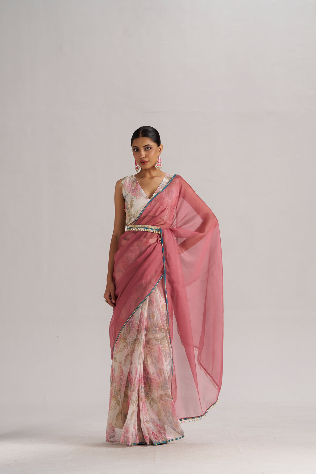 PINK SAPPHIRE SOFT ORGANZA READY TO WEAR SAREE