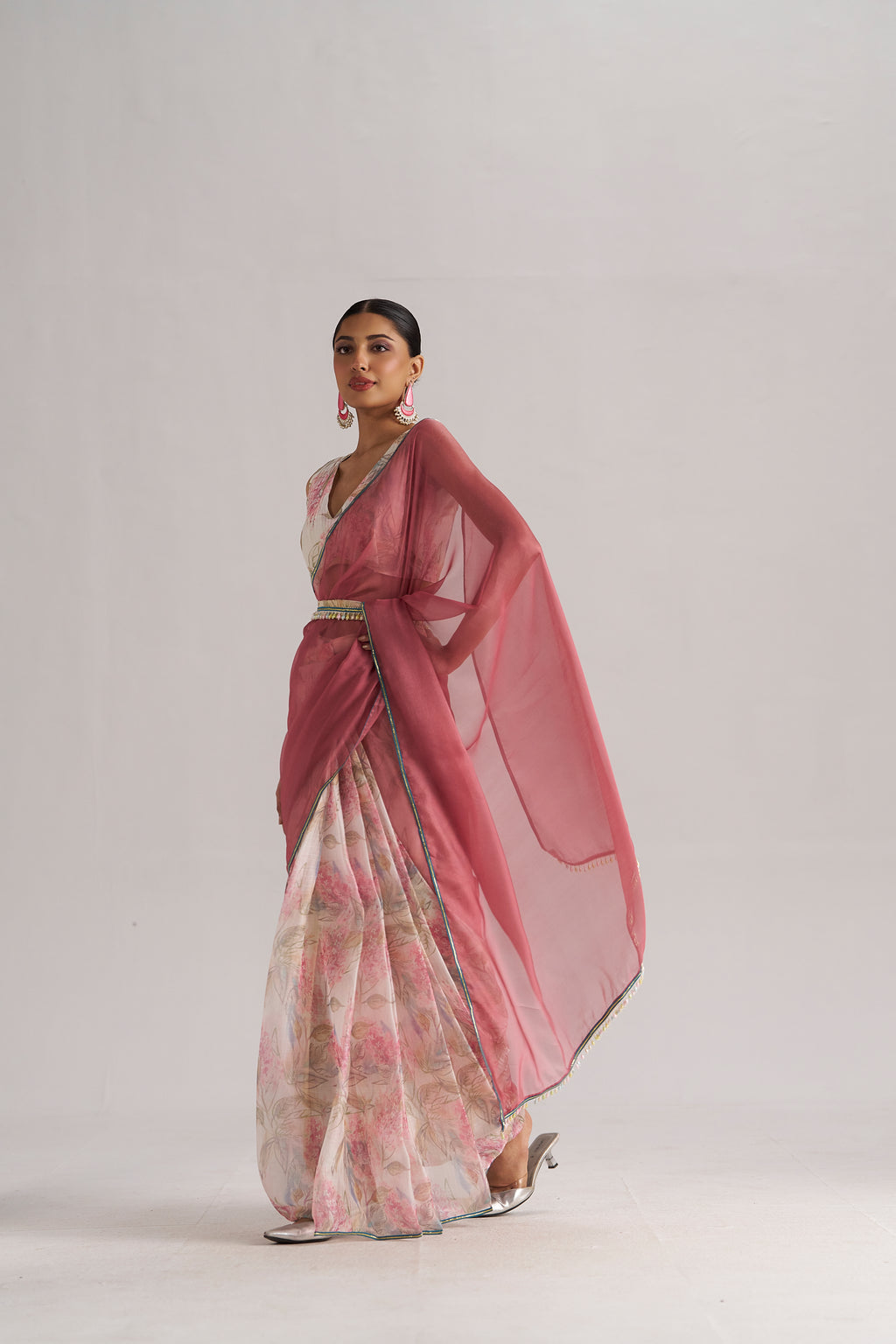 PINK SAPPHIRE SOFT ORGANZA READY TO WEAR SAREE