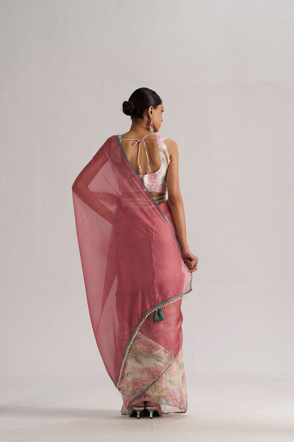 PINK SAPPHIRE SOFT ORGANZA READY TO WEAR SAREE