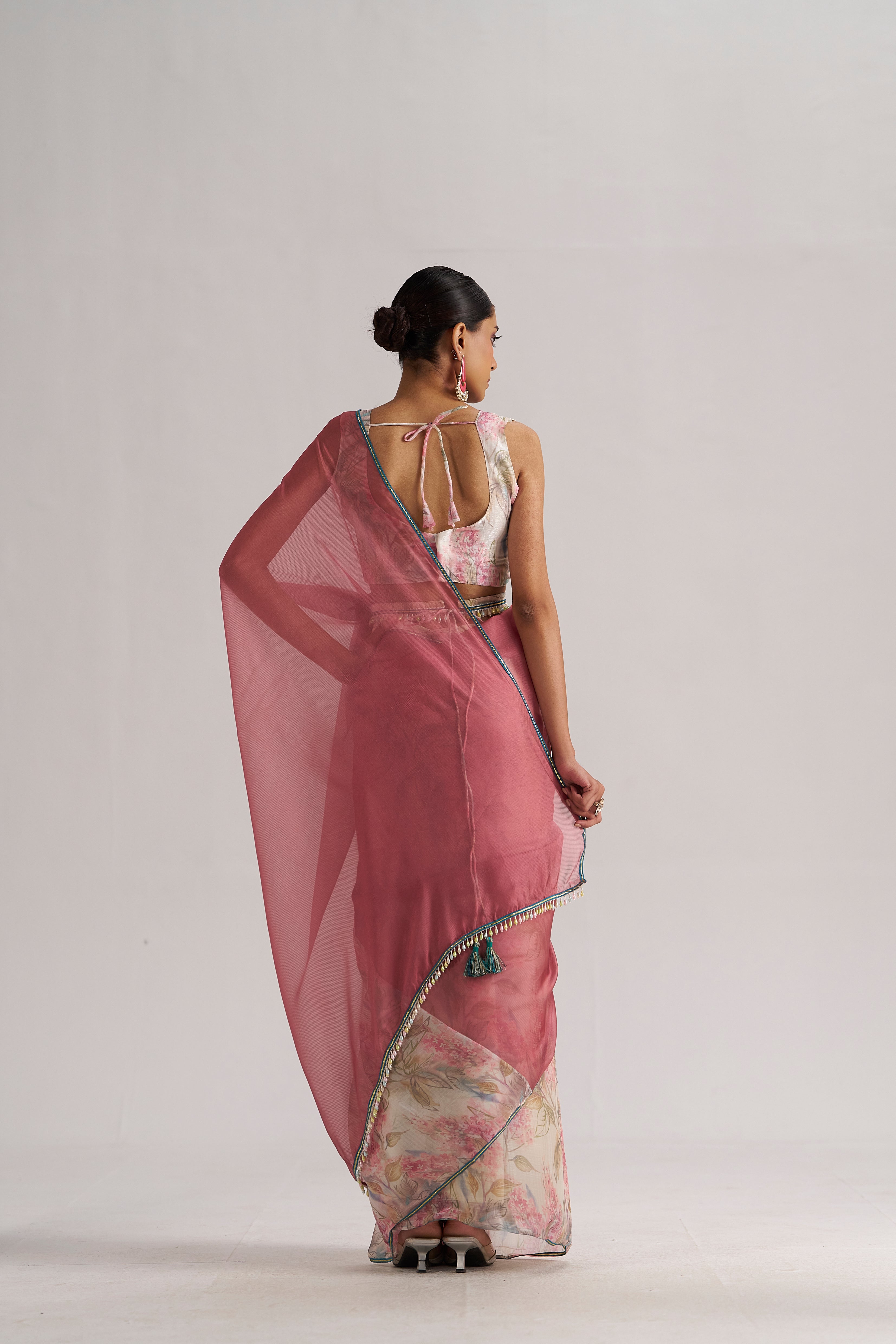 PINK SAPPHIRE SOFT ORGANZA READY TO WEAR SAREE
