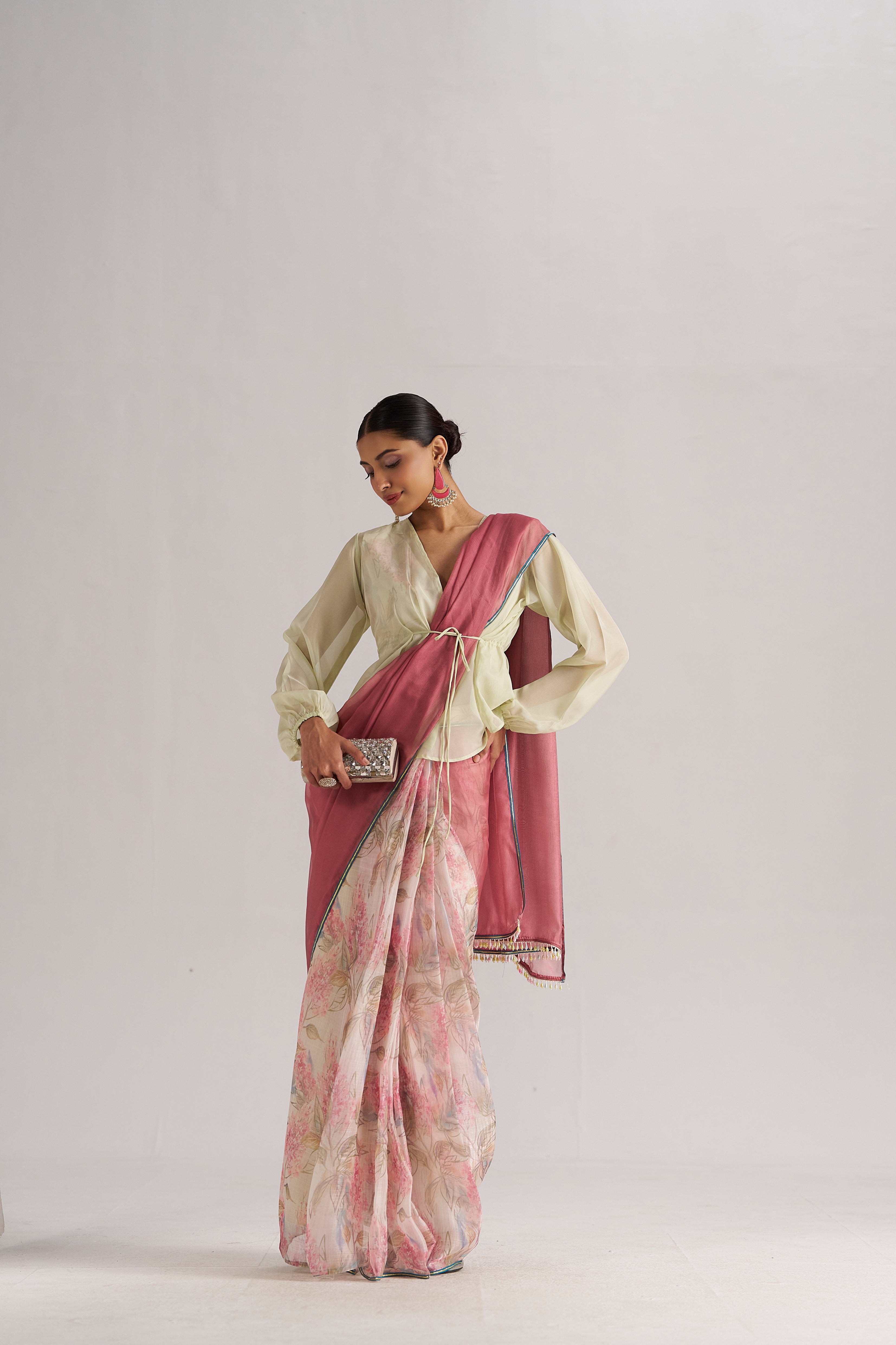 PINK SAPPHIRE SOFT ORGANZA READY TO WEAR SAREE