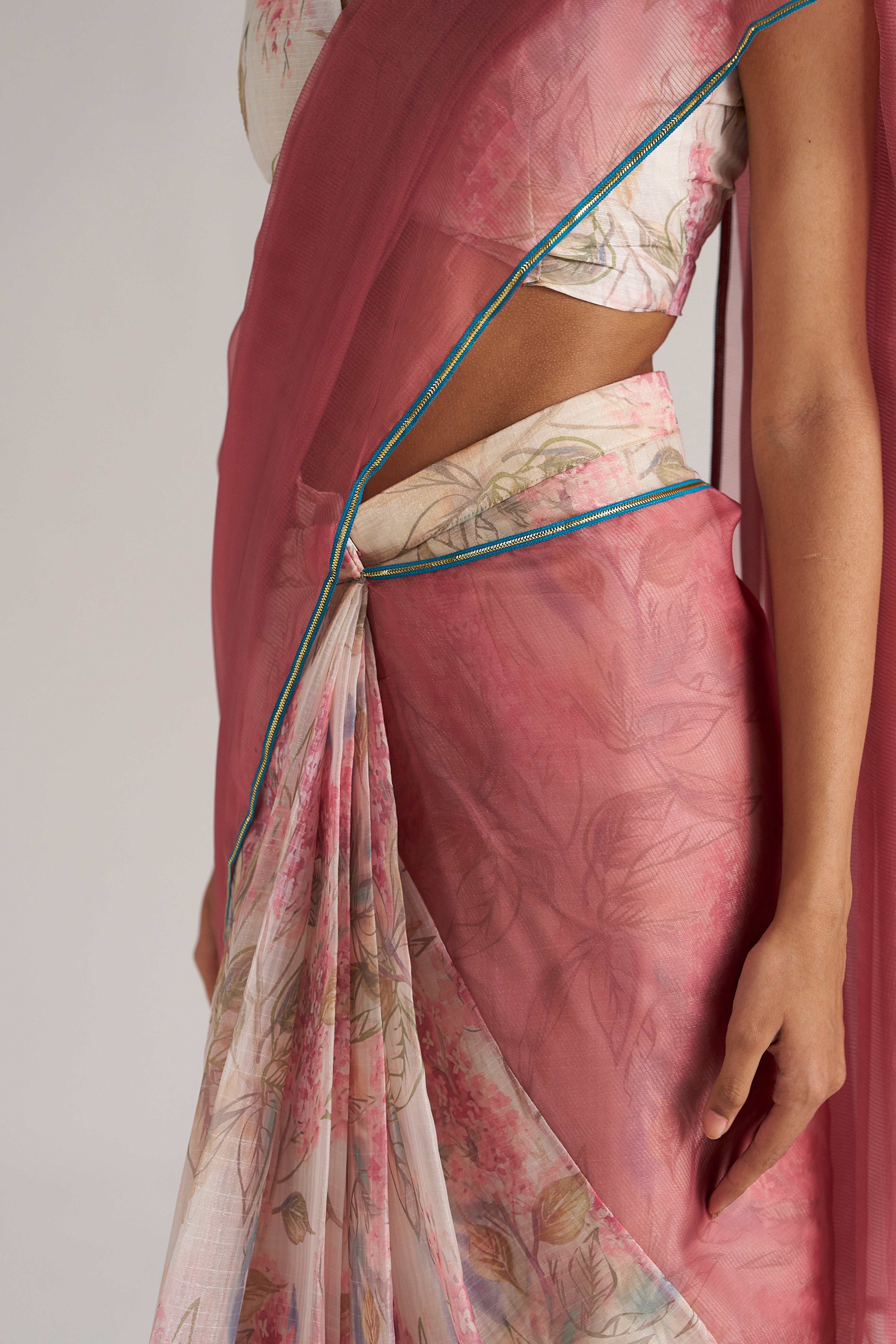 PINK SAPPHIRE SOFT ORGANZA READY TO WEAR SAREE