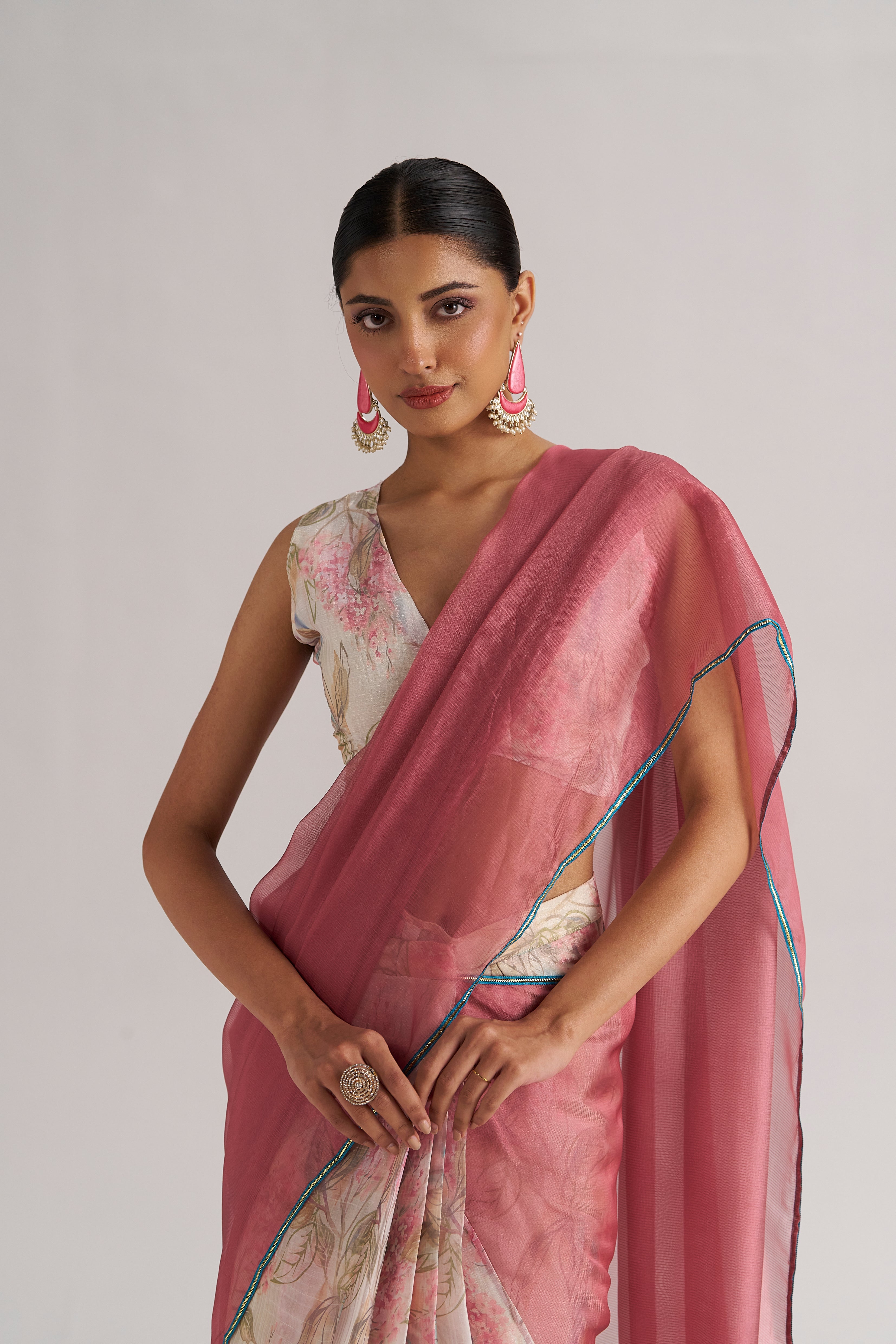 PINK SAPPHIRE SOFT ORGANZA READY TO WEAR SAREE