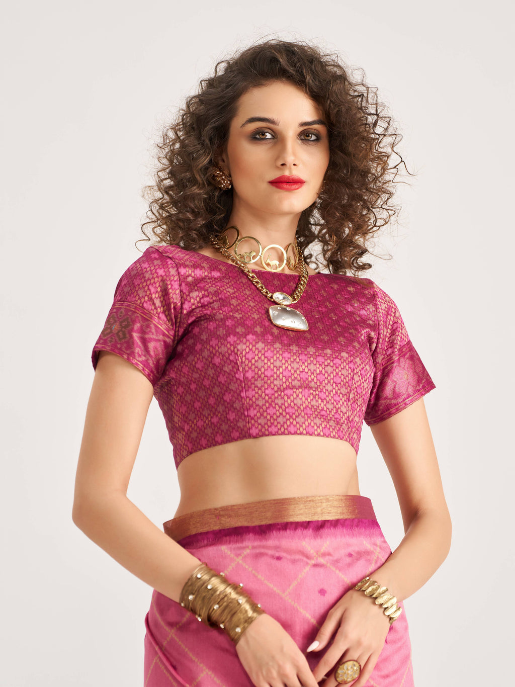 DARK PINK HANDWOVEN BUTTERFLY ART SILK SAREE