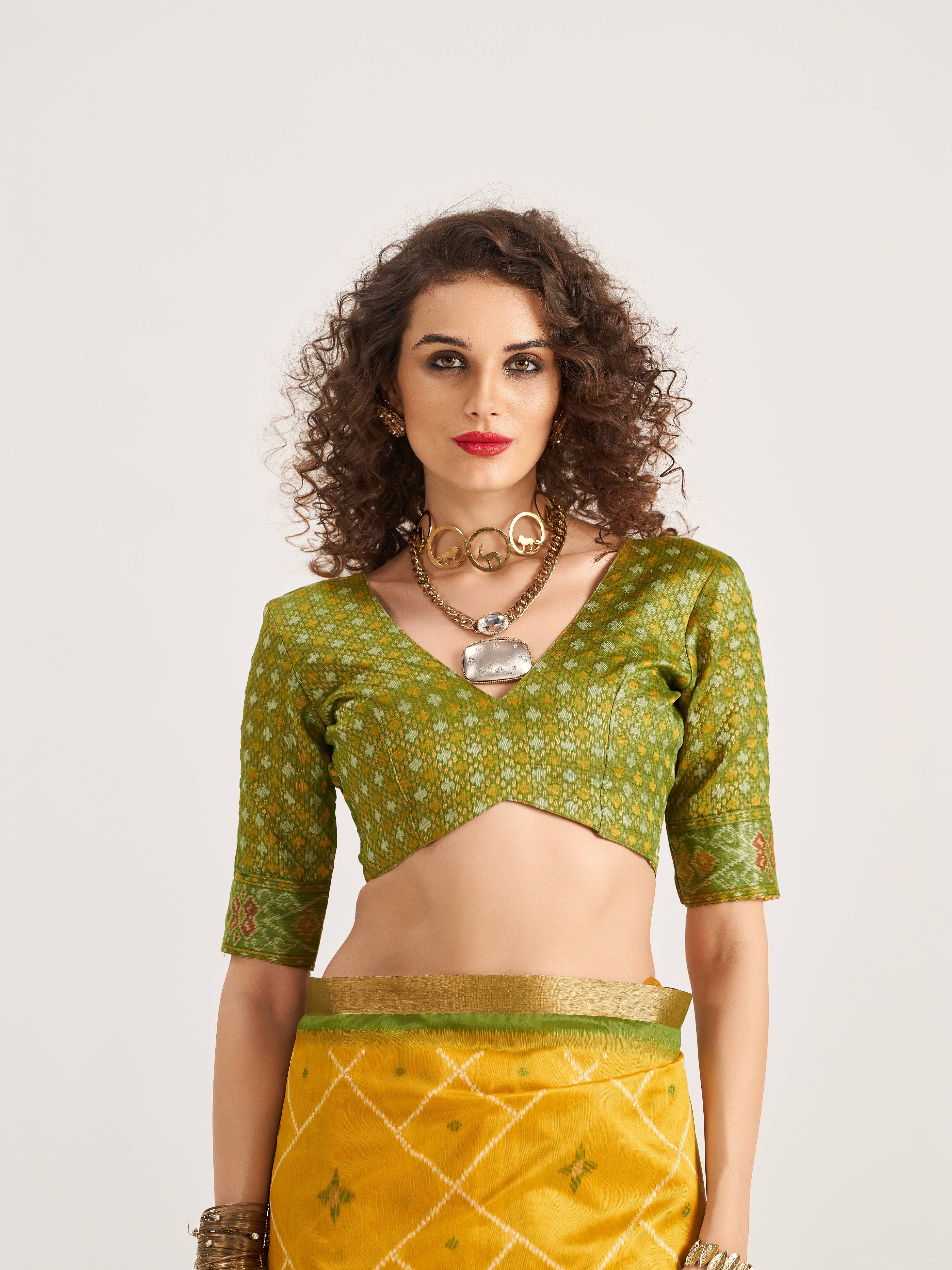 DEEP YELLOW HANDWOVEN BUTTERFLY ART SILK SAREE