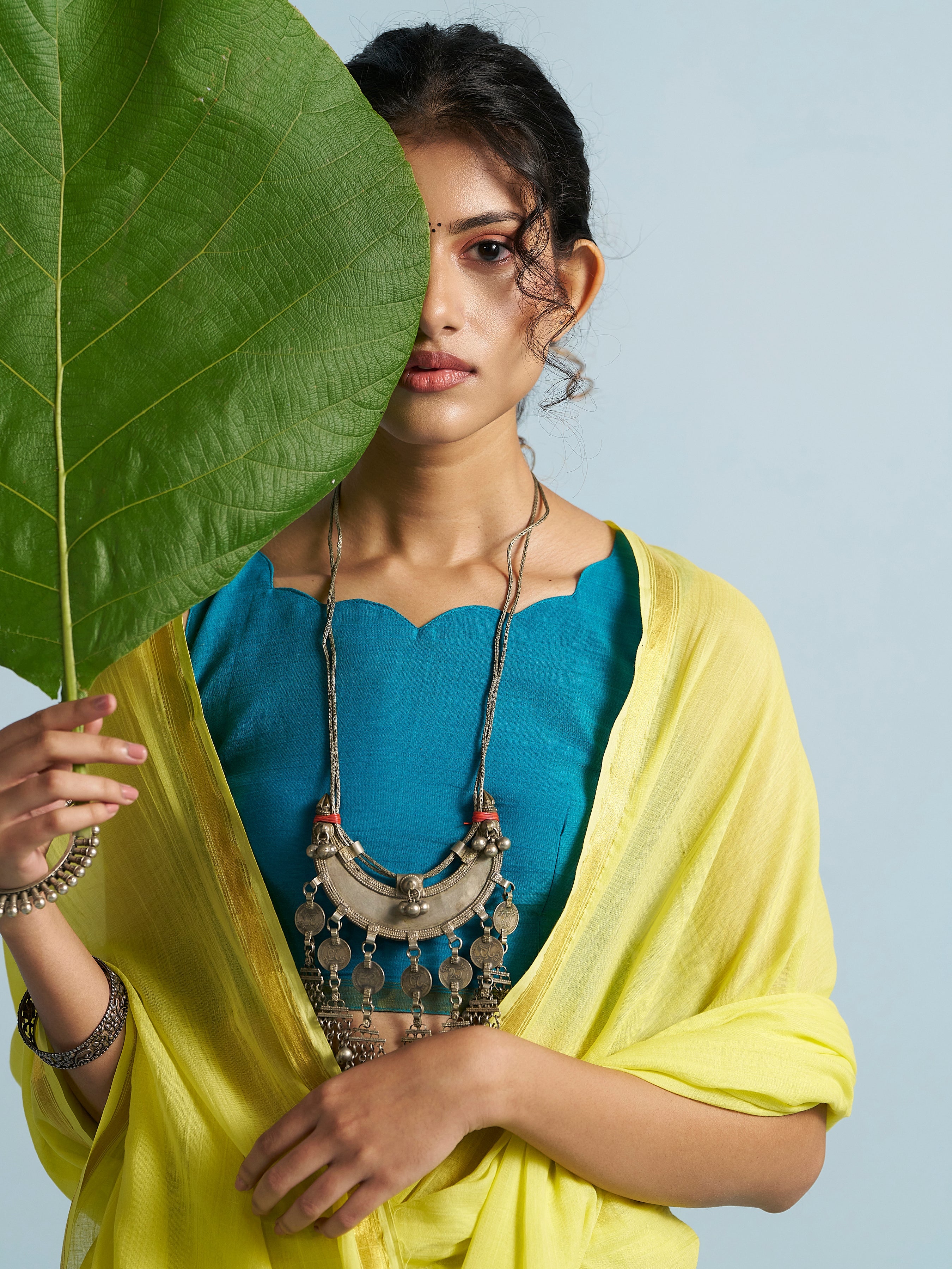 NEON YELLOW VISCOSE MUL LIVA SOLID SAREE