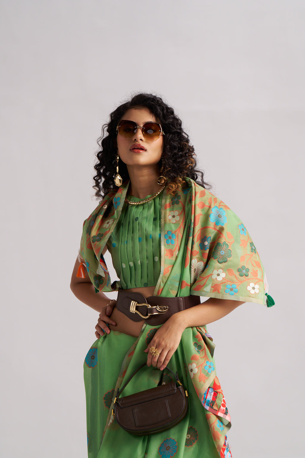 LAWN GREEN COTTON SILK GARDENIA SAREE