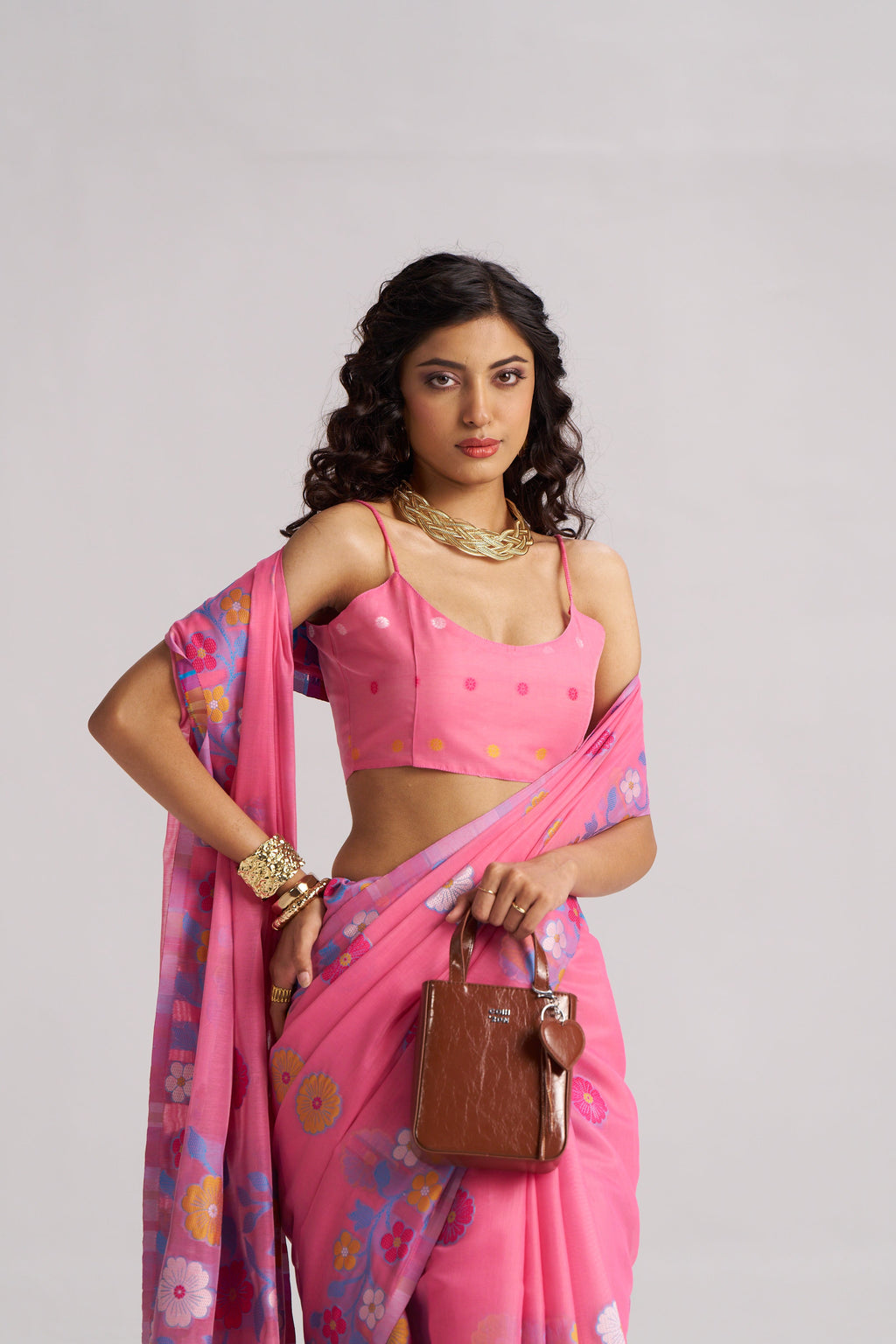 BARBIE PINK COTTON SILK GARDENIA SAREE
