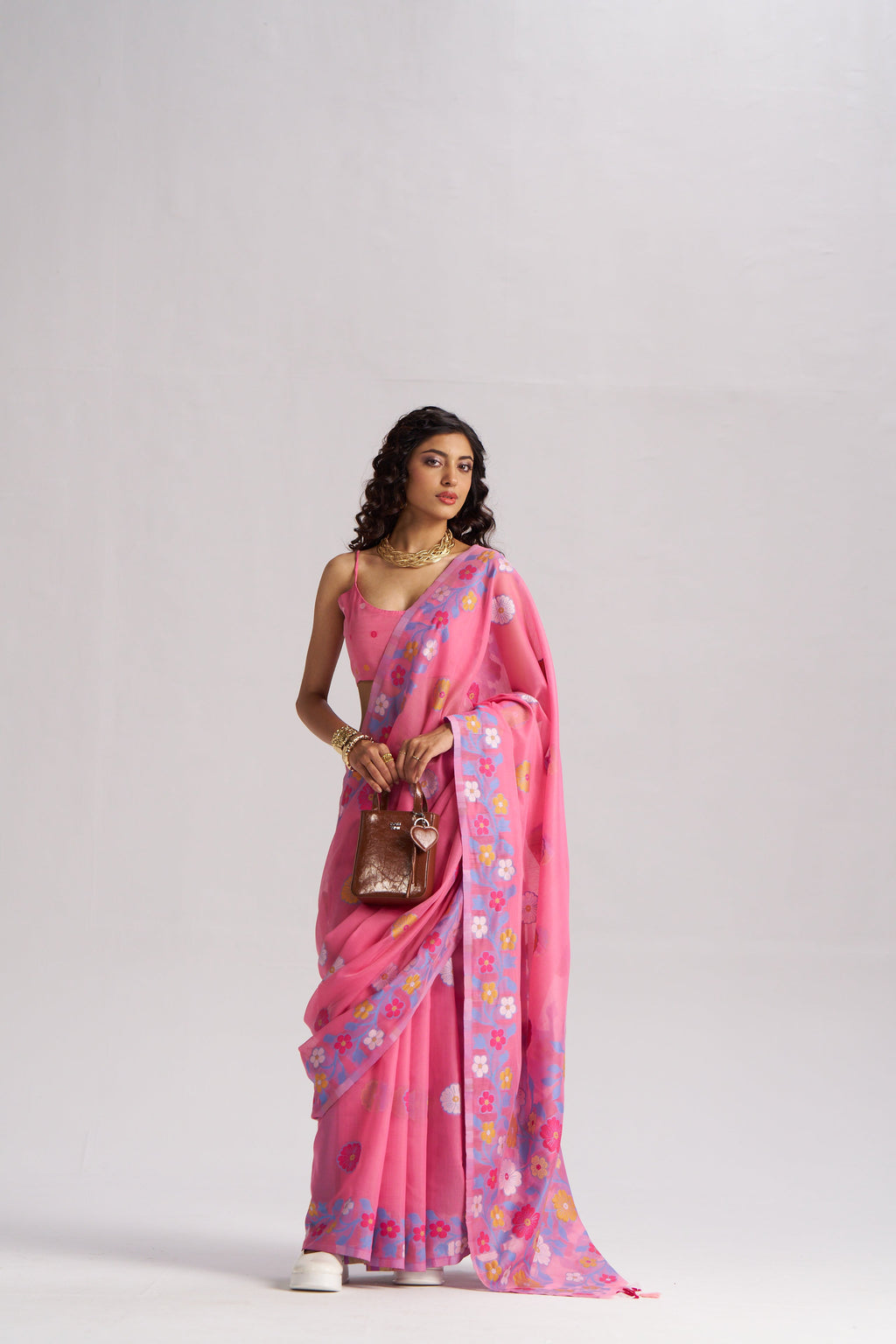BARBIE PINK COTTON SILK GARDENIA SAREE
