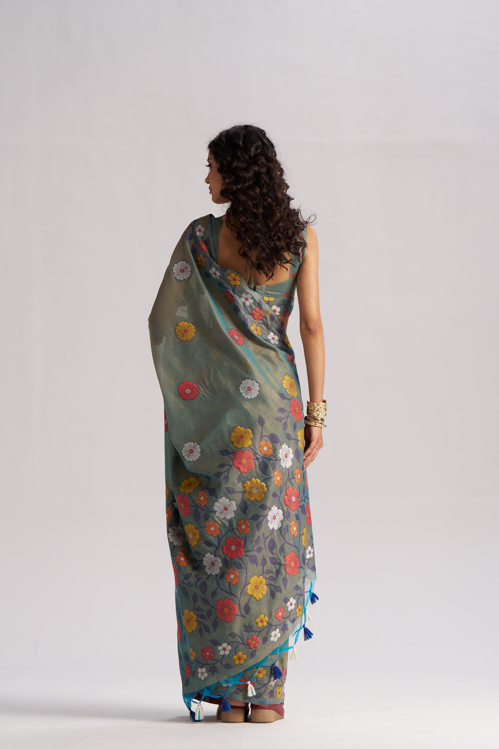 OLIVE GREEN COTTON SILK GARDENIA SAREE