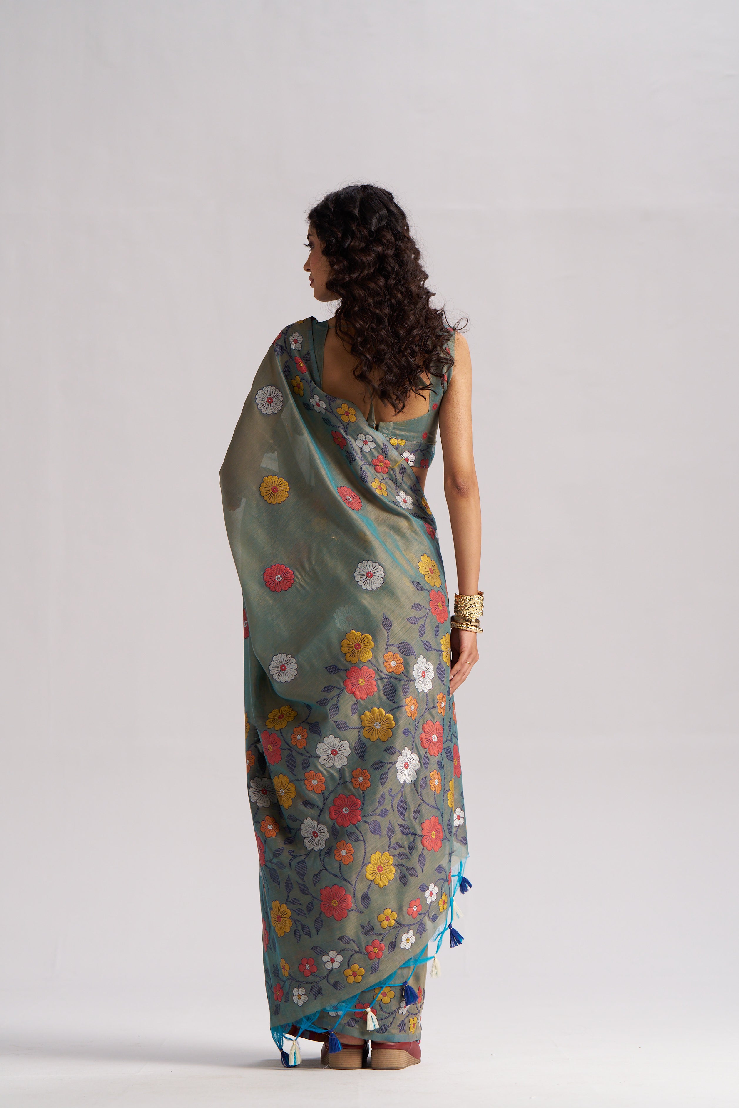 OLIVE GREEN COTTON SILK GARDENIA SAREE