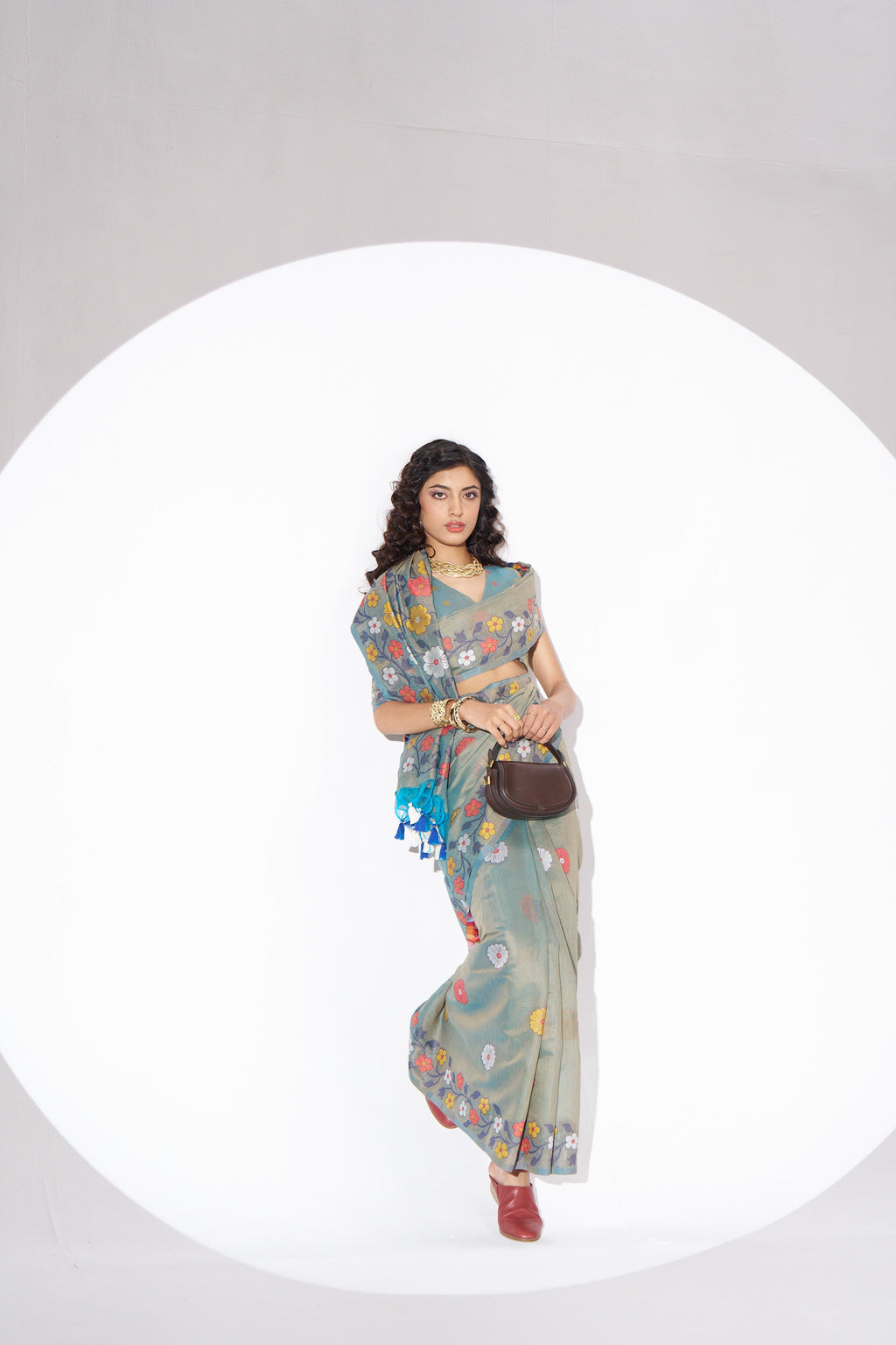 OLIVE GREEN COTTON SILK GARDENIA SAREE