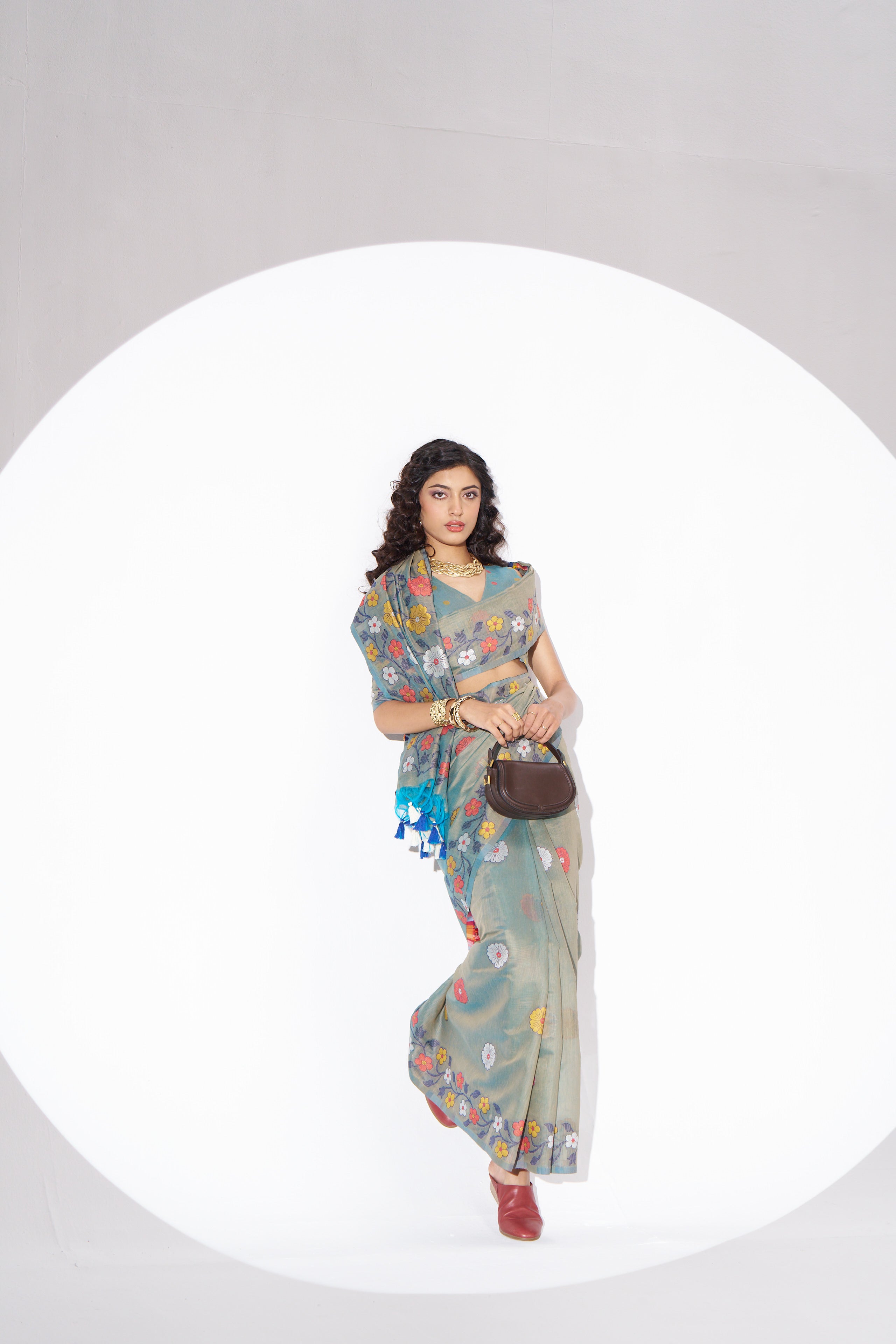 OLIVE GREEN COTTON SILK GARDENIA SAREE