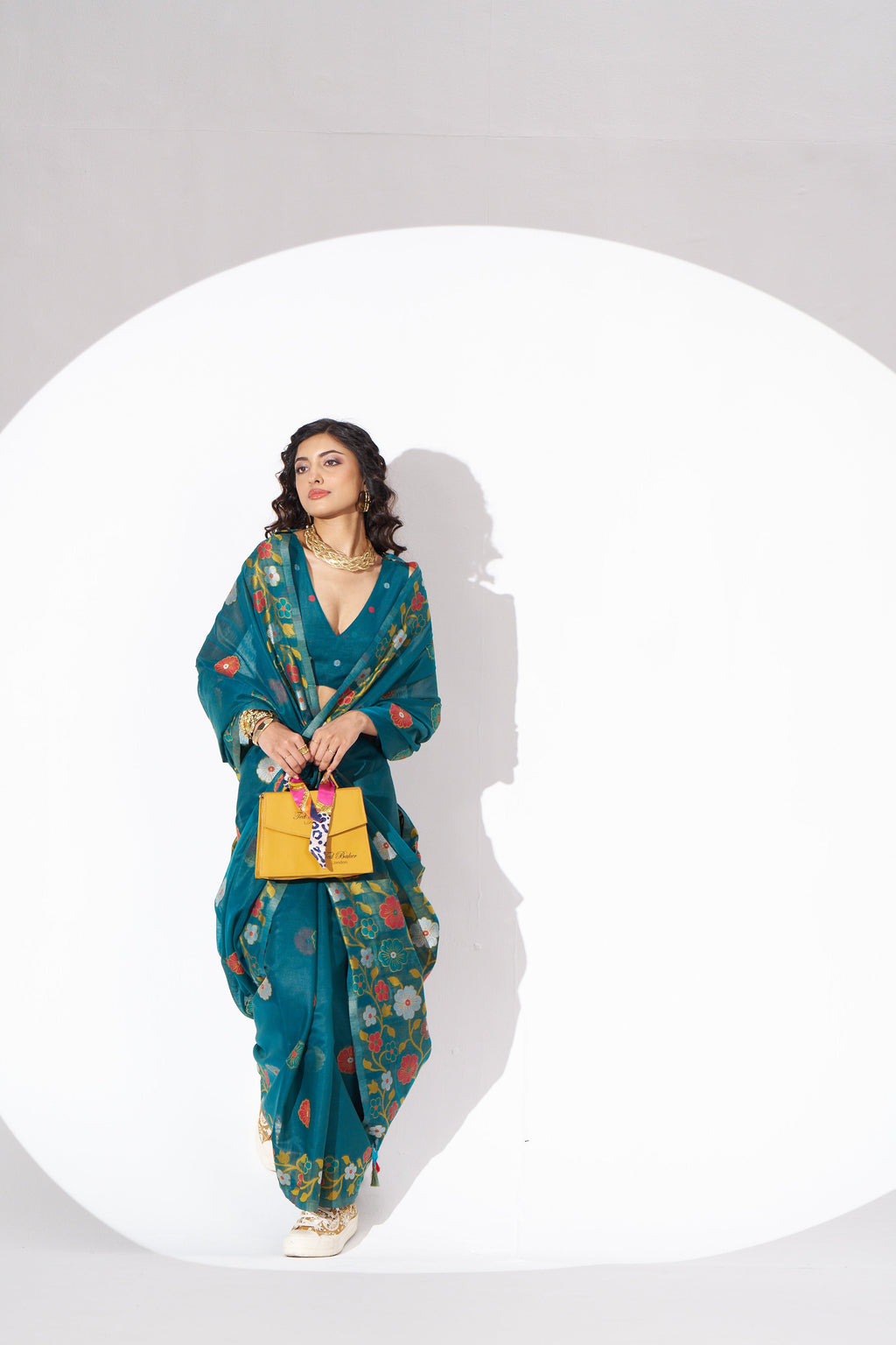 TEAL BLUE COTTON SILK GARDENIA SAREE