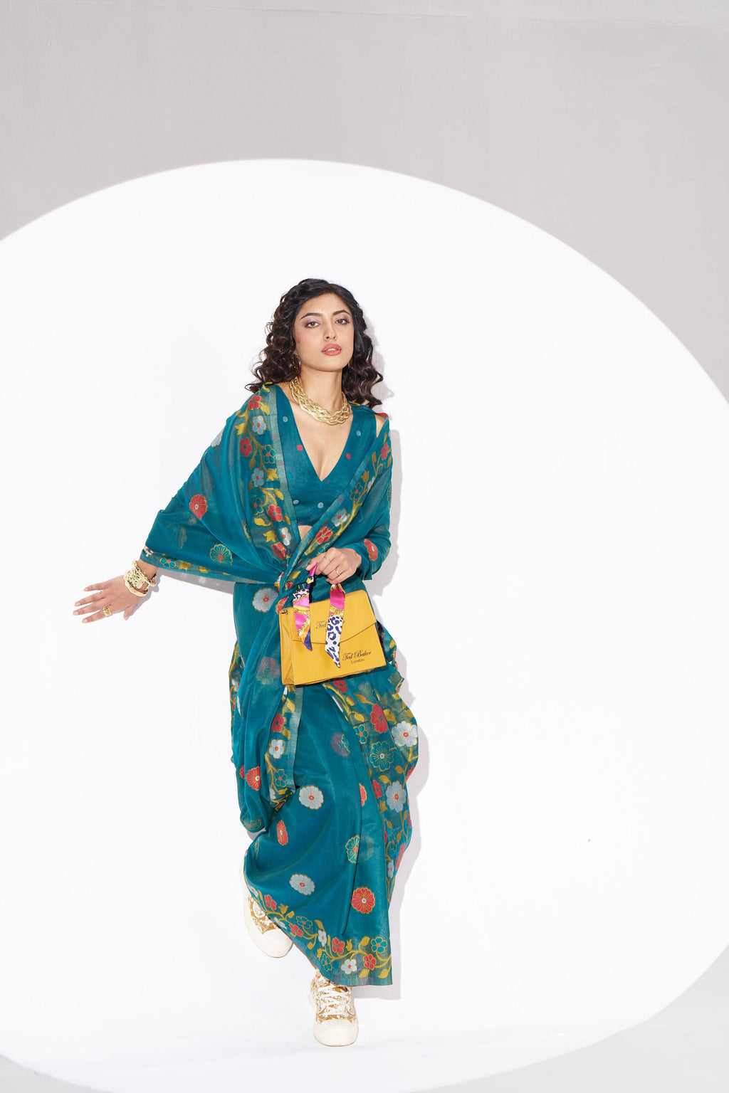 TEAL BLUE COTTON SILK GARDENIA SAREE