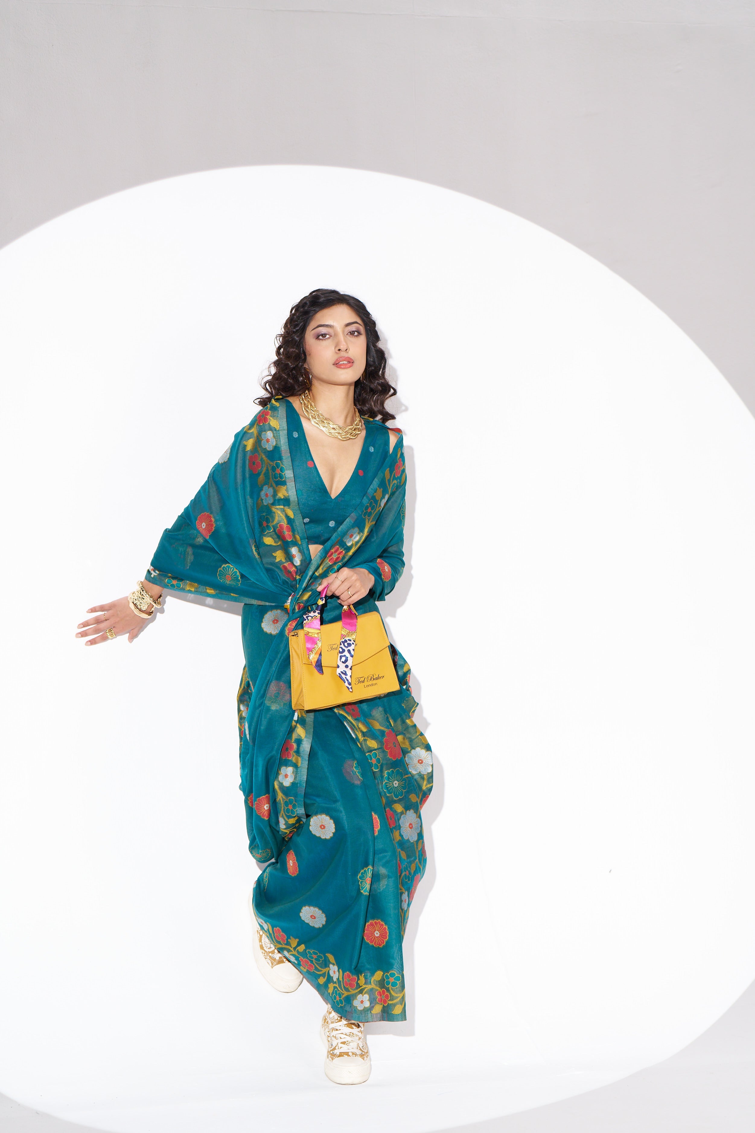 TEAL BLUE COTTON SILK GARDENIA SAREE