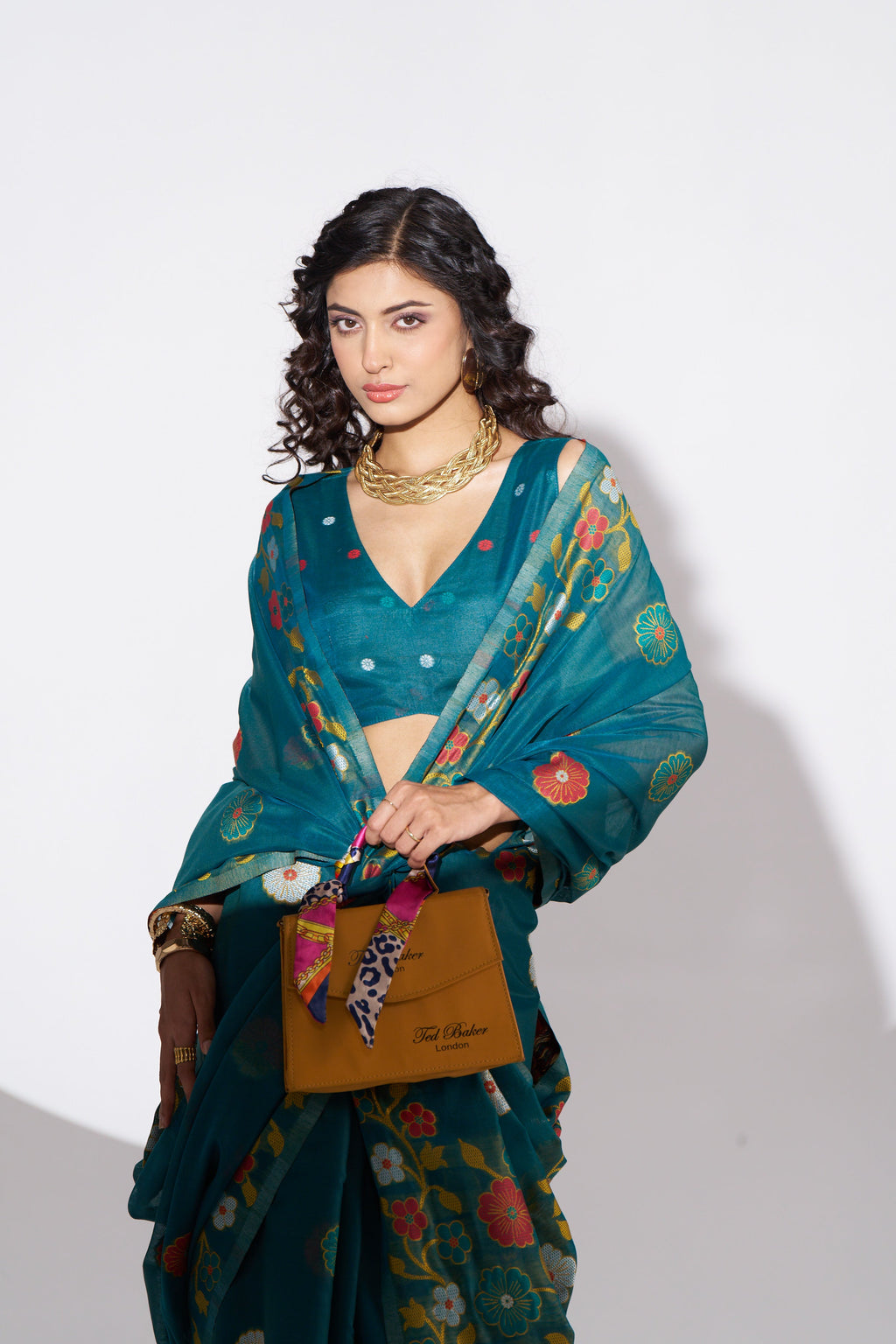 TEAL BLUE COTTON SILK GARDENIA SAREE