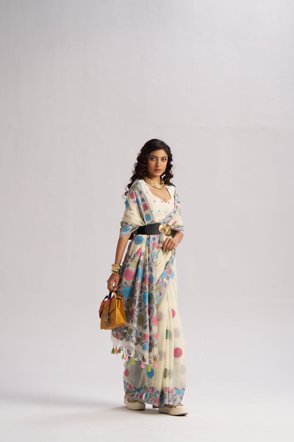 OFF WHITE COTTON SILK GARDENIA SAREE