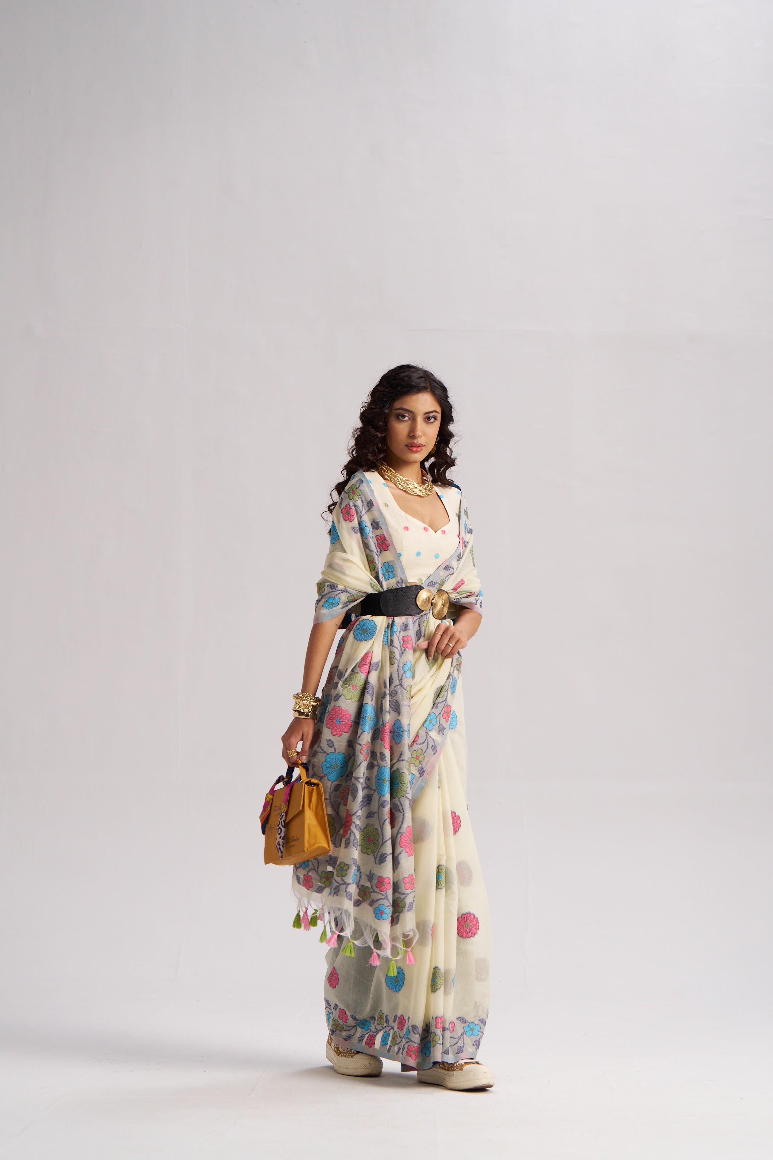 OFF WHITE COTTON SILK GARDENIA SAREE