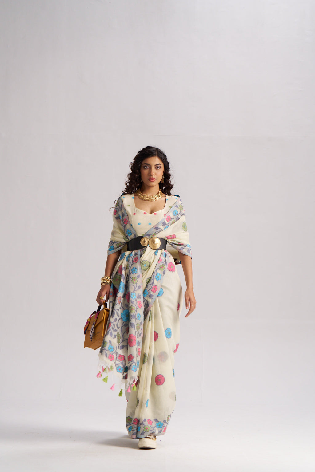 OFF WHITE COTTON SILK GARDENIA SAREE