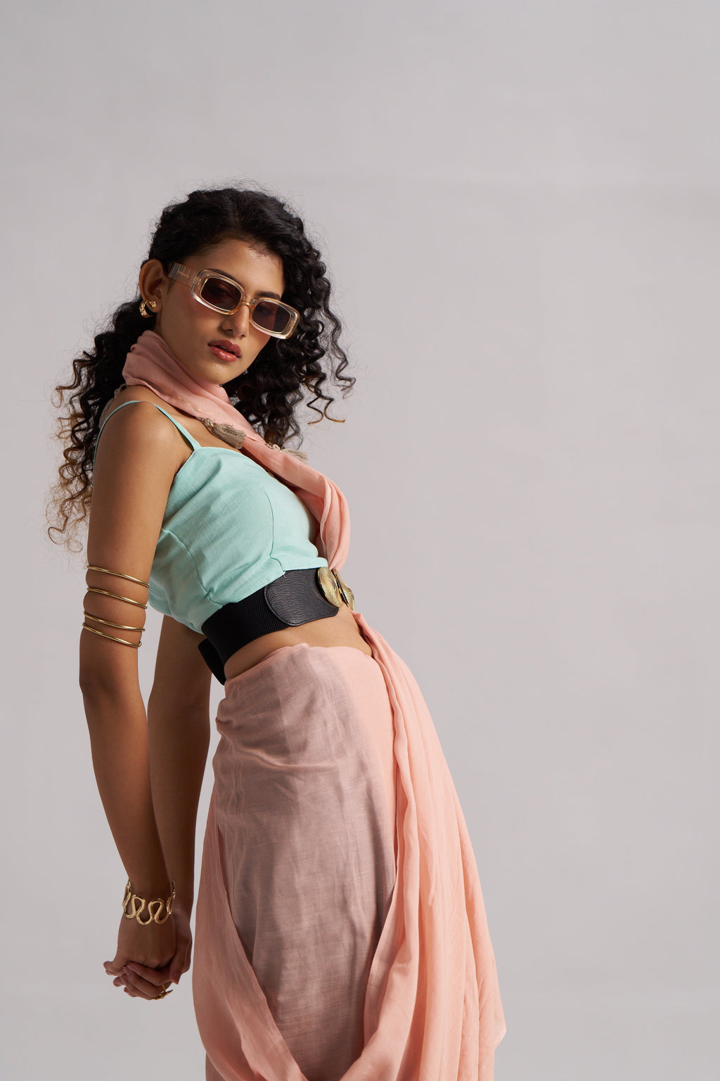 NUDE BEIGE VISCOSE MUL LIVA SOLID SAREE